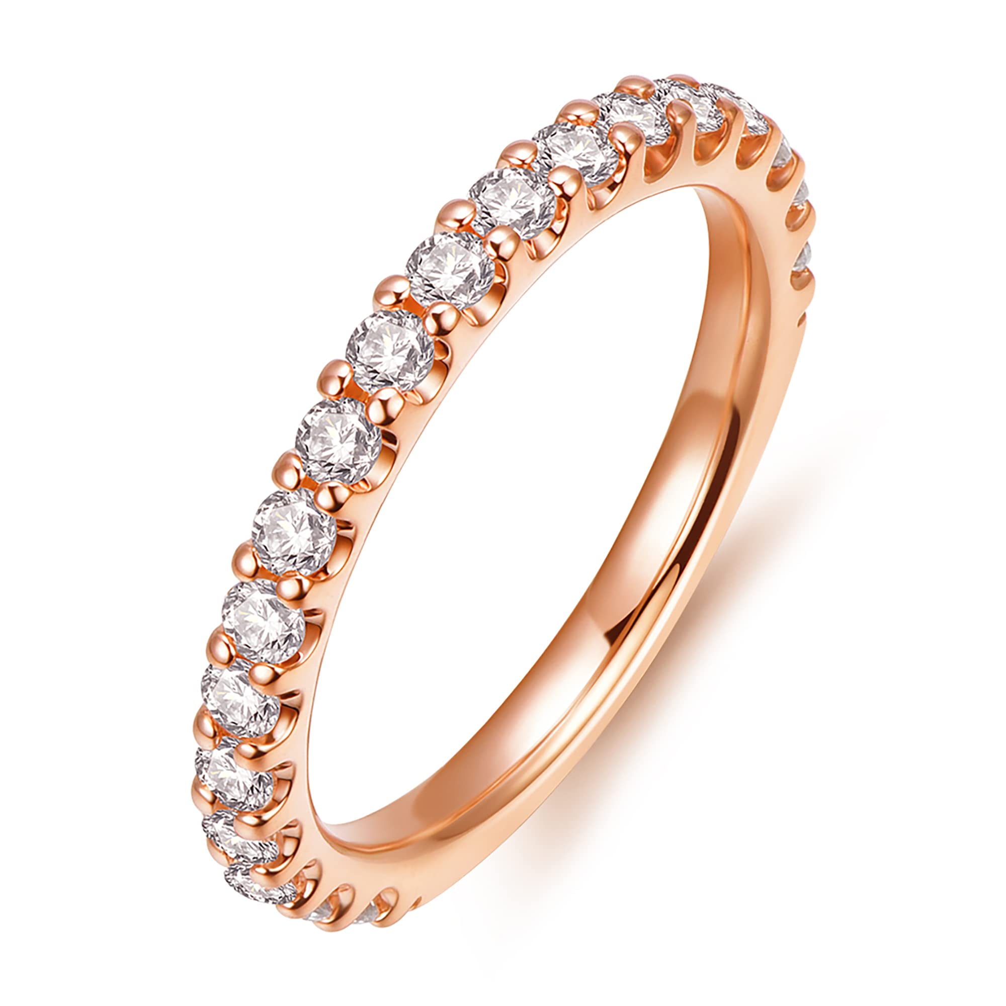 14K Solid Gold Moissanite Eternity Wedding Band for Women - 2.5mm Dainty Stackable Ring, Engagement Ring, Anniversary Gift (Perfect for Bridal Sets, Valentine's Day & Special Occasions)
