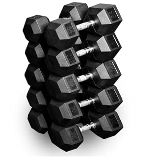 Premium Rubber Hex Dumbbell Set 5-100 lbs with Adjustable Weight Bench & 2 Three-Tier Dumbbell Racks - Home Gym Strength Training Equipment for Full-Body Workouts, CrossFit & Fitness Enthusiasts