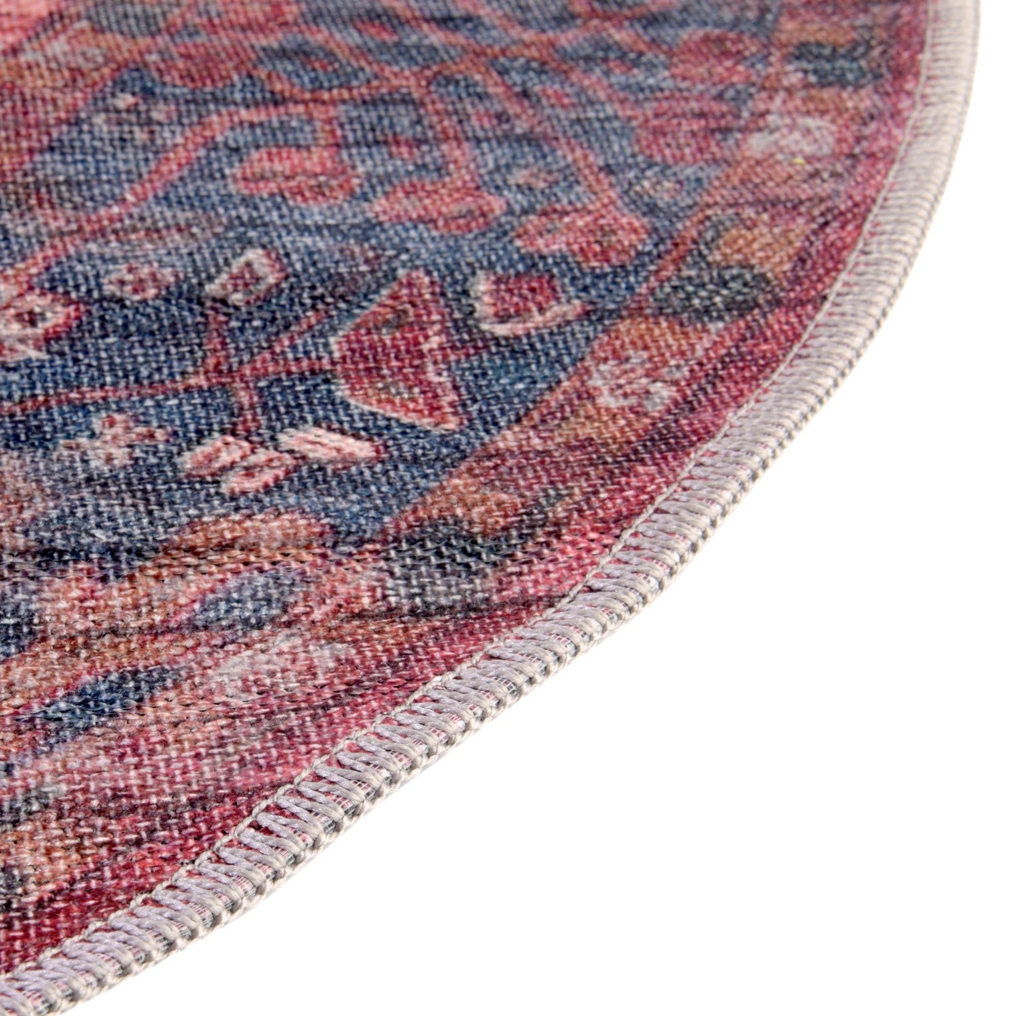 Maahru Collection Washable Rug 5' x 8' Oval - Rust Red Low-Pile Indoor Carpet for Living Room, Dining Room & Open Spaces | Durable & Easy-Clean Floor Decor for Homes & Offices