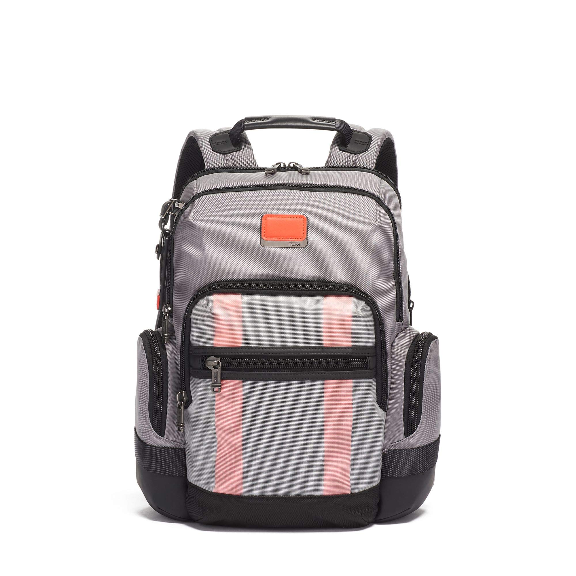 TUMI Alpha Bravo Nathan Laptop Backpack 15 Inch - Durable Computer Bag for Men & Women - Grey/Bright Red - Perfect for Work, Travel & College