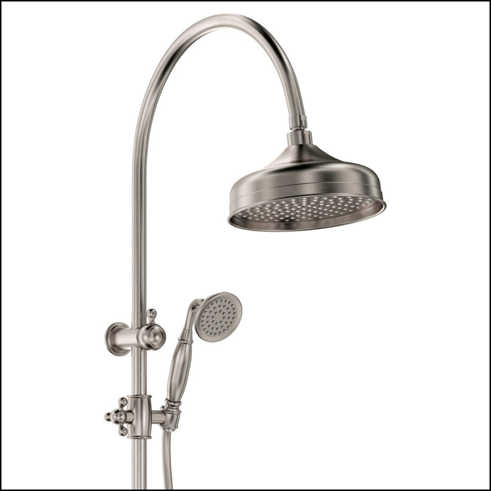 Fienza 455114BN Lillian Twin Shower System in Brushed Nickel Finish - Perfect for Modern Bathroom Renovations and Spa-Like Shower Experiences