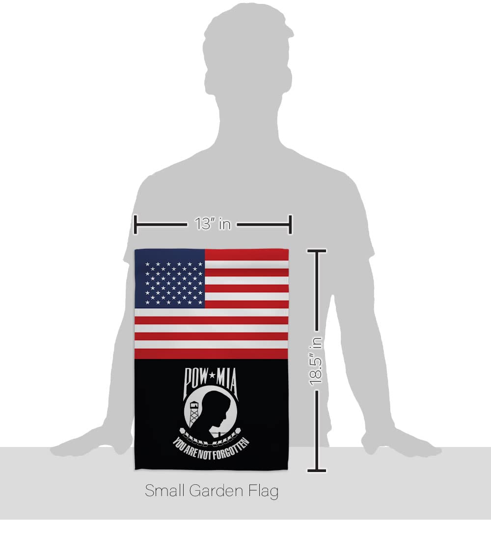 US POW/MIA Garden Flag Set with Stand - Military Veteran Honor Gift for Yard & Home Decor