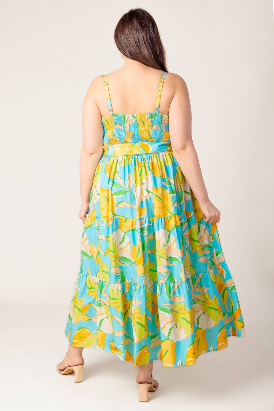 Elegant Blue & Yellow Midi Dress for Women - Perfect for Casual Outings, Brunch Dates & Summer Events | A PERFECT DAY Collection