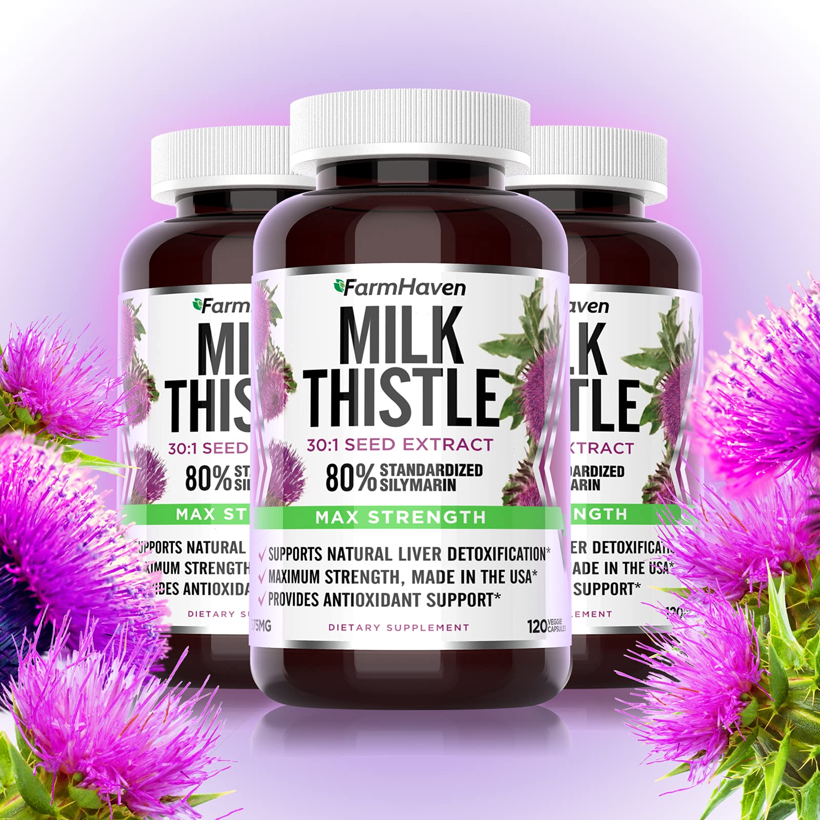 Organic Milk Thistle 11250mg Capsules with Silymarin Extract - Premium Liver Support Supplement for Detox & Digestive Health | Vegan, Non-GMO, Herbal Wellness for Daily Cleansing & Liver Function