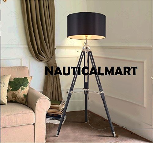 Modern Contemporary Tripod Floor Lamp by NauticalMart - Adjustable Height Standing Light for Living Room, Bedroom & Office - Perfect for Reading, Working & Home Decor