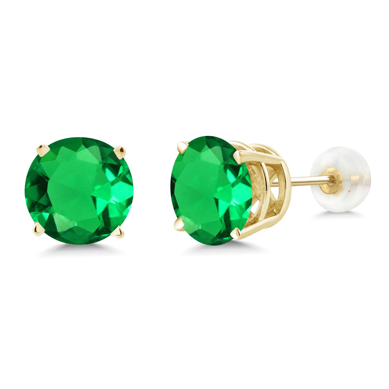 14K Solid Gold Round Birthstone Stud Earrings for Women & Men | 8MM Gemstone Jewelry | Personalized Gift for Anniversary, Birthday, Wedding & Everyday Wear