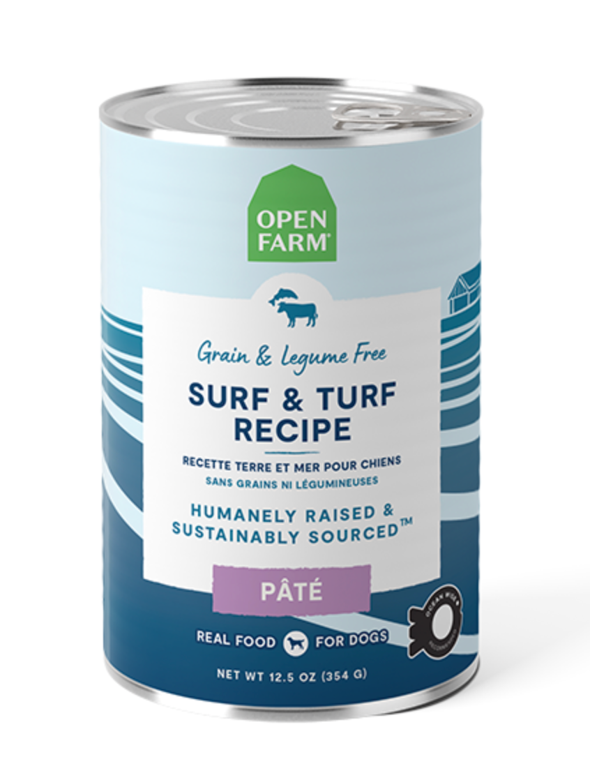 Open Farm Surf & Turf Pate Grain-Free Canned Dog Food - 12.5oz (354g) | High-Protein Wet Dog Food for Adult & Senior Dogs | Perfect for Mealtime, Travel & Training Treats