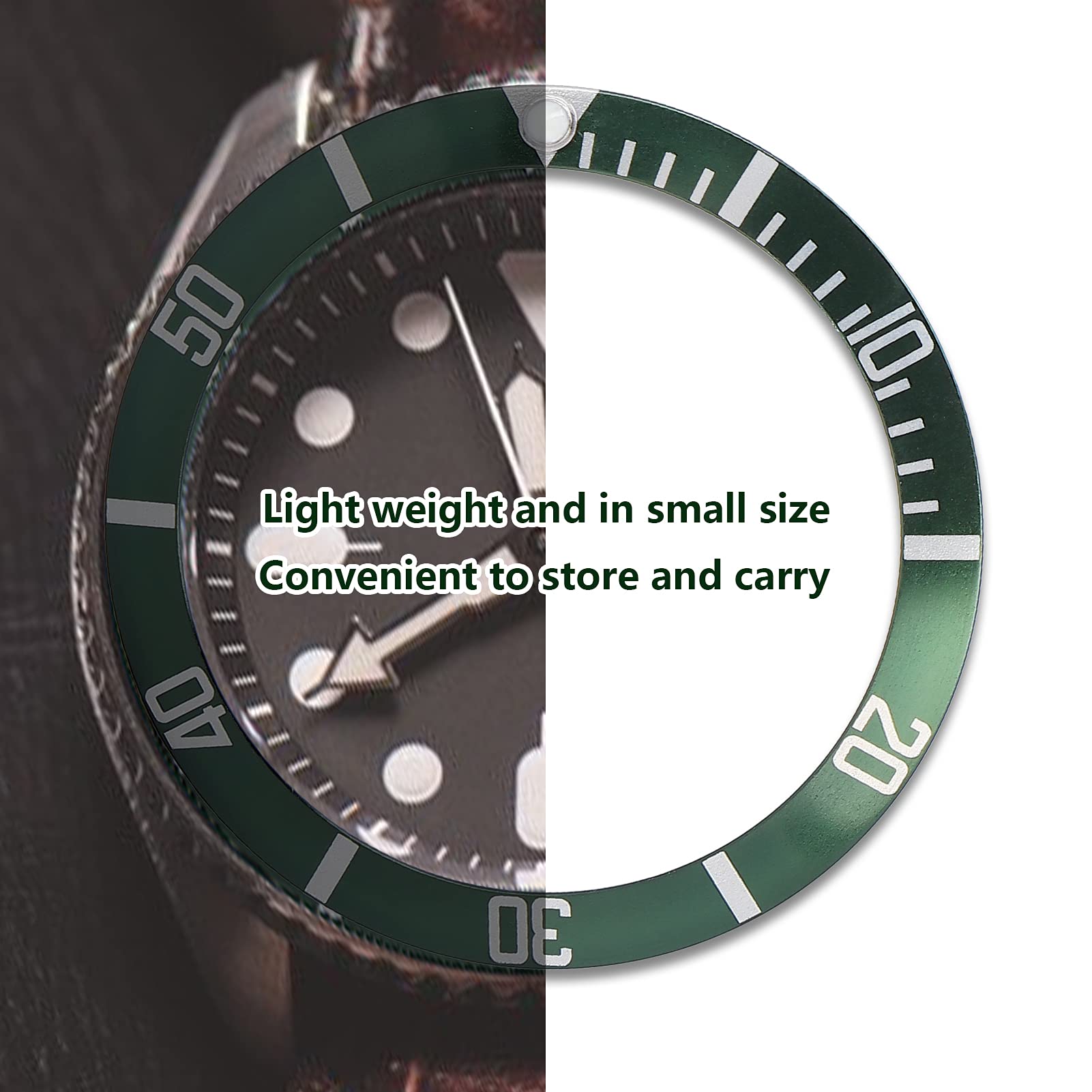Premium Aluminum Watch Bezel Insert Ring Replacement - Green - Compatible with Various Watch Models for DIY Repair & Customization | Perfect for Watch Enthusiasts & Professional Repair Services