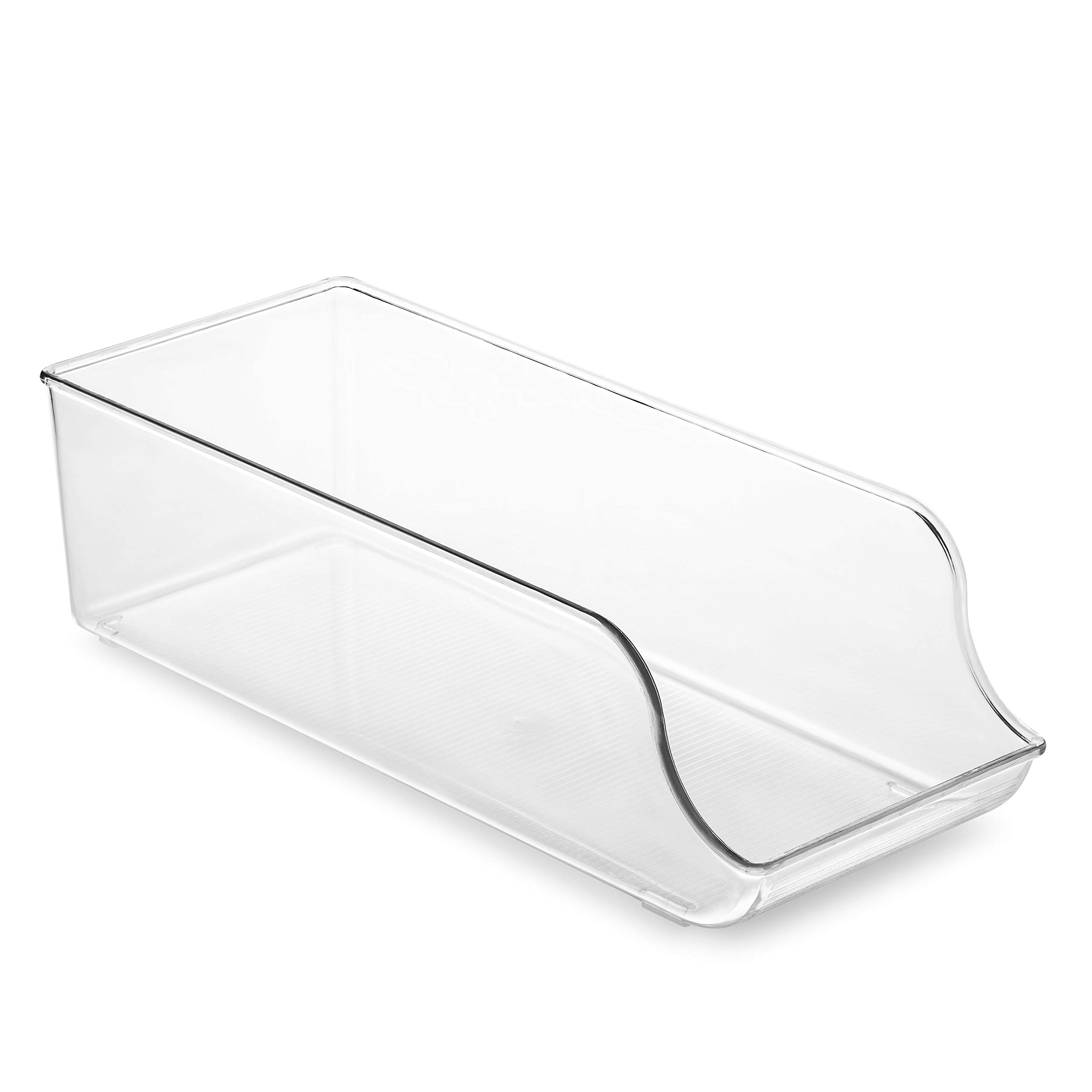 8-Pack Clear Plastic Refrigerator & Pantry Organizer Bins - Stackable Food Storage Containers for Kitchen, Fridge, Freezer, Cabinets | Perfect for Countertop Organization, Bedroom & Bathroom Storage - Durable Household Baskets