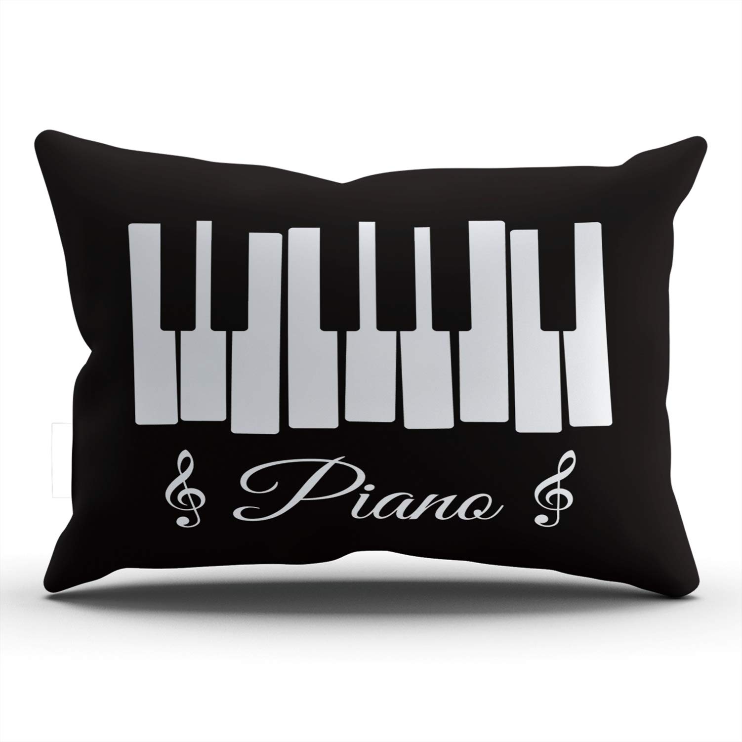 Premium MUKPU Piano Black & White Key Throw Pillow Cover - Hidden Zipper Decorative Cushion Case (20x36 Inches, King Size) | Perfect for Music Lovers' Home Decor, Living Room Sofa & Bedroom Accent