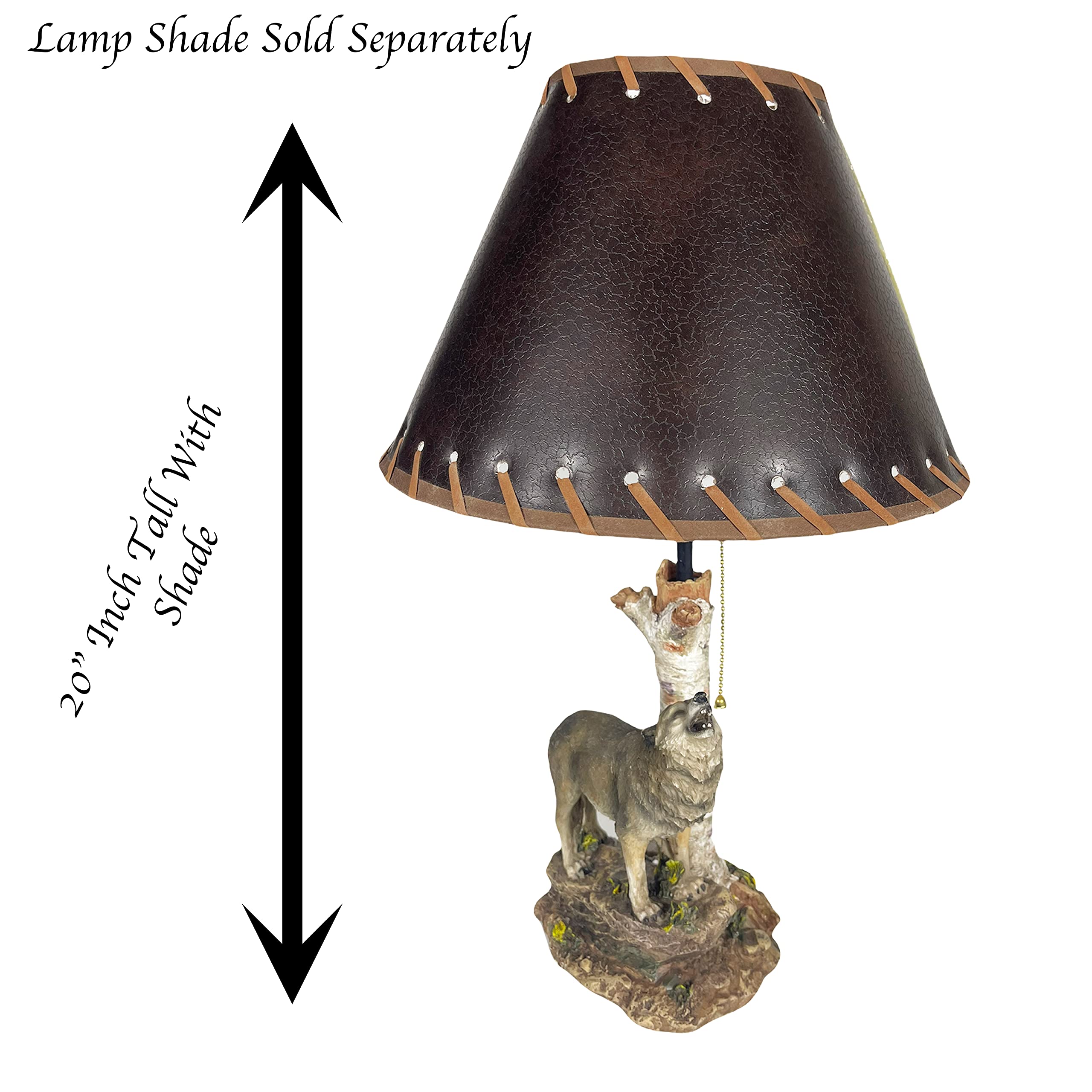 Great White Wolf Cowboy Hunter Rustic Western End Table Lamp - Farmhouse Nightstand & Living Room Accent Light for Bedroom, Office, or Cabin Decor - Perfect for Western-Themed Homes, Hunting Lodges & Ranch Style Interiors