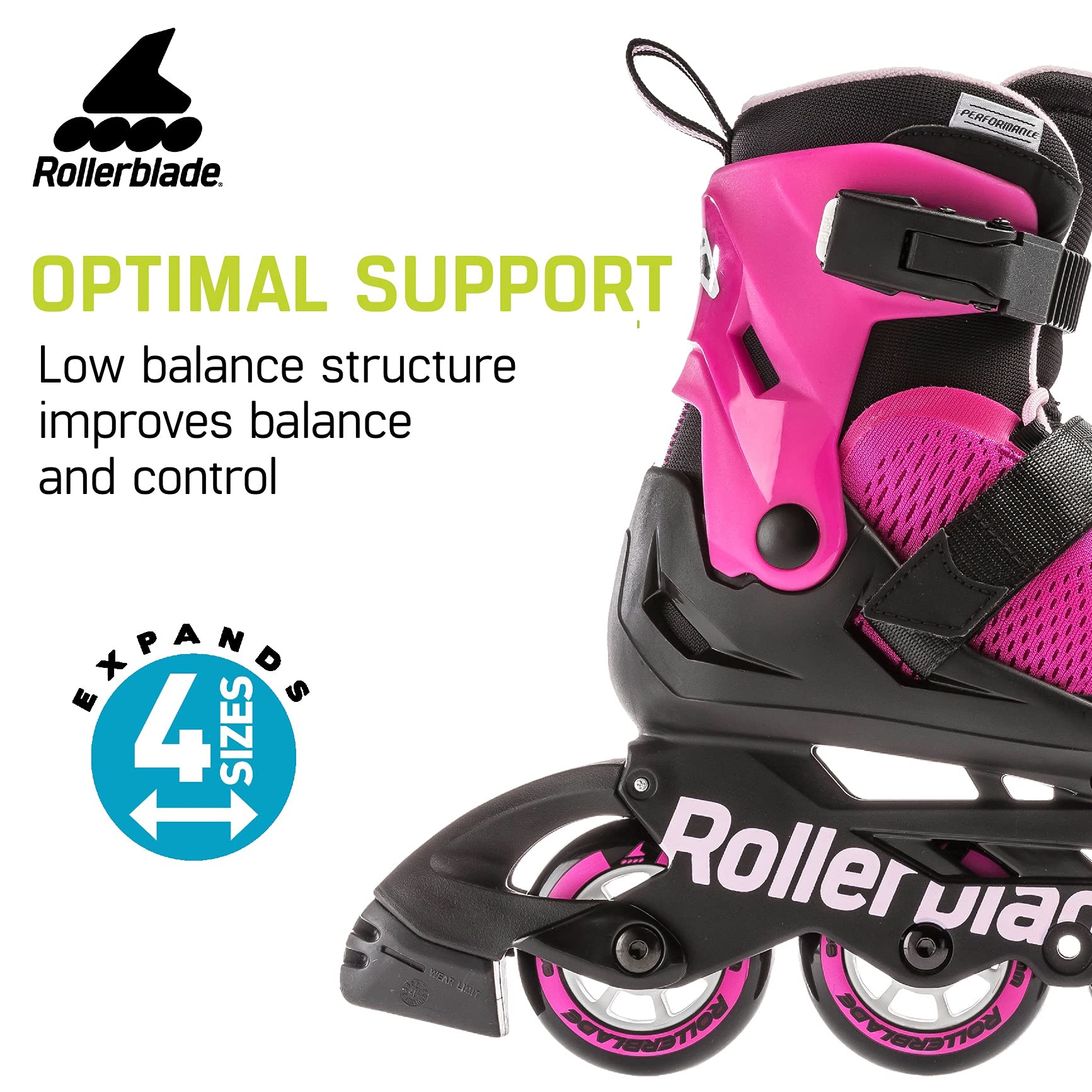 Rollerblade Microblade Adjustable Kids Inline Skates - Youth Performance Fitness Roller Skates for Boys & Girls | Perfect for Outdoor Sports, Park Rides & Family Fun Activities