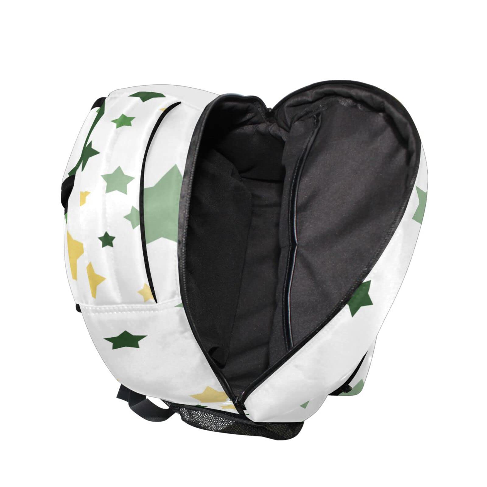 Acpiggto Colorful Stars & Polka Dots Backpack - Large Daypack with Laptop Compartment, Green Yellow White Rucksack for School, Travel & Work - Durable Shoulder Bag Bookbag for Students & Professionals