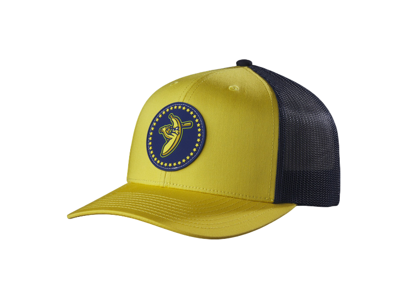 Evoshield Savannah Bananas Rubber Patch Trucker Snapback Hat - Adjustable Baseball Cap for Men & Women - Perfect for Baseball Games, Fan Gear, and Casual Streetwear