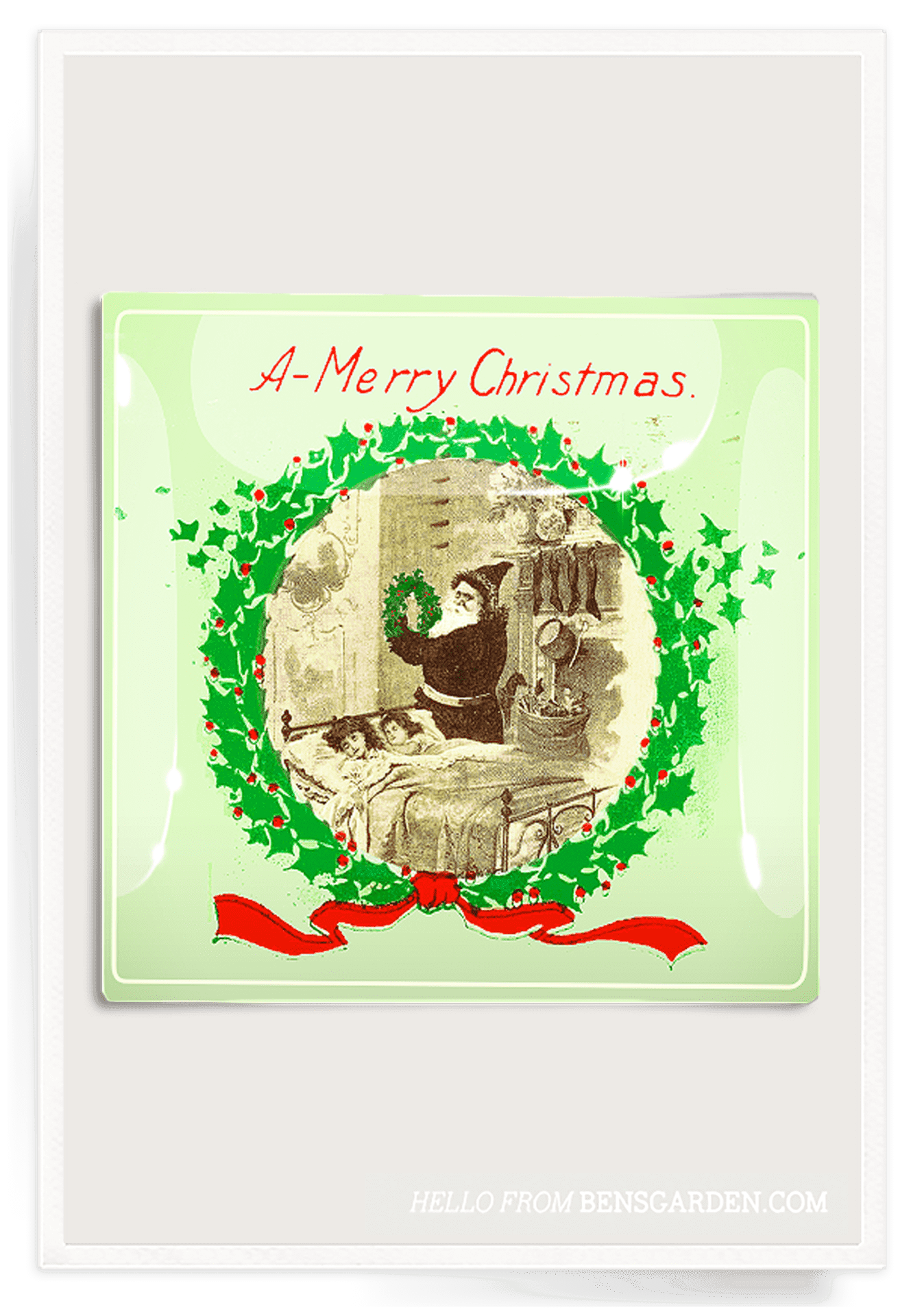 Christmas Santa Wreath Decoupage Glass Tray - Holiday Serving Platter for Cookies, Desserts & Party Appetizers - Perfect for Christmas Decor, Dining Table Centerpiece & Festive Entertaining