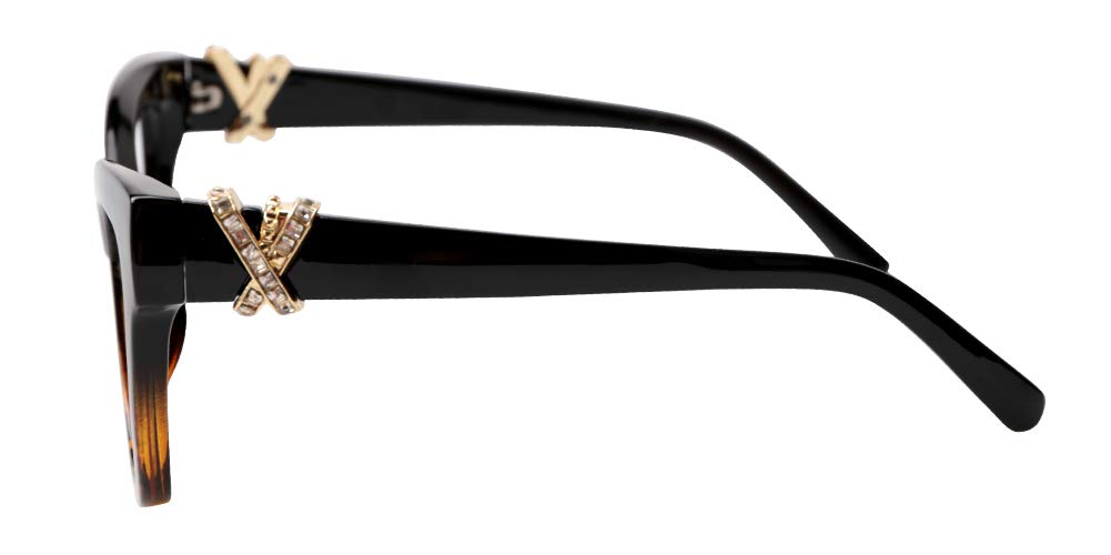 SOOLALA Blue Light Blocking Reading Glasses with Shiny Rhinestones - Stylish Butterfly Frame Computer Glasses for Women, Perfect for Office Work, Screen Time & Night Reading