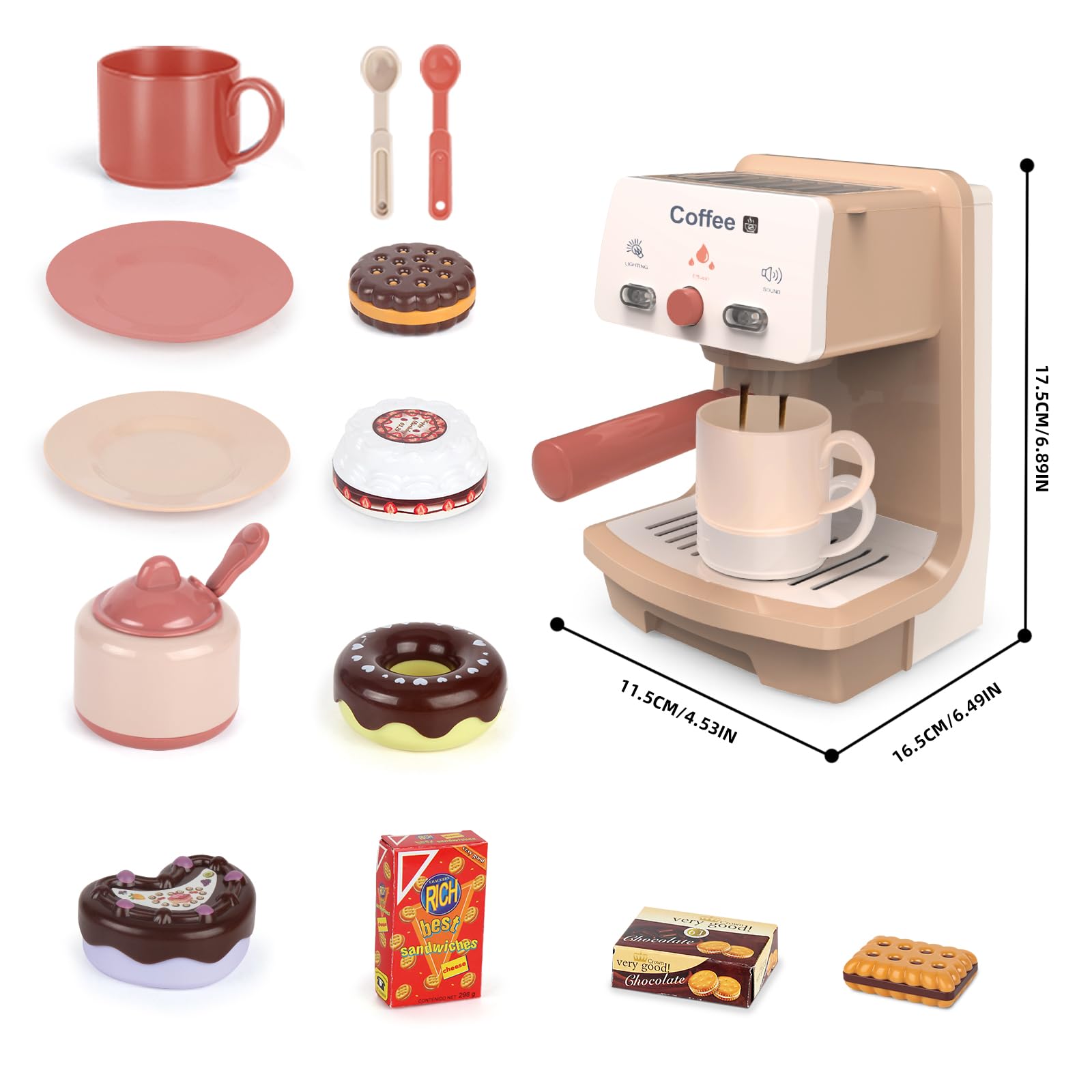 **Kids Pretend Play Coffee Maker Toy Set - Realistic Espresso Machine with Lights & Sounds for Imaginative Play - Perfect for Role-Playing & Kitchen Fun**