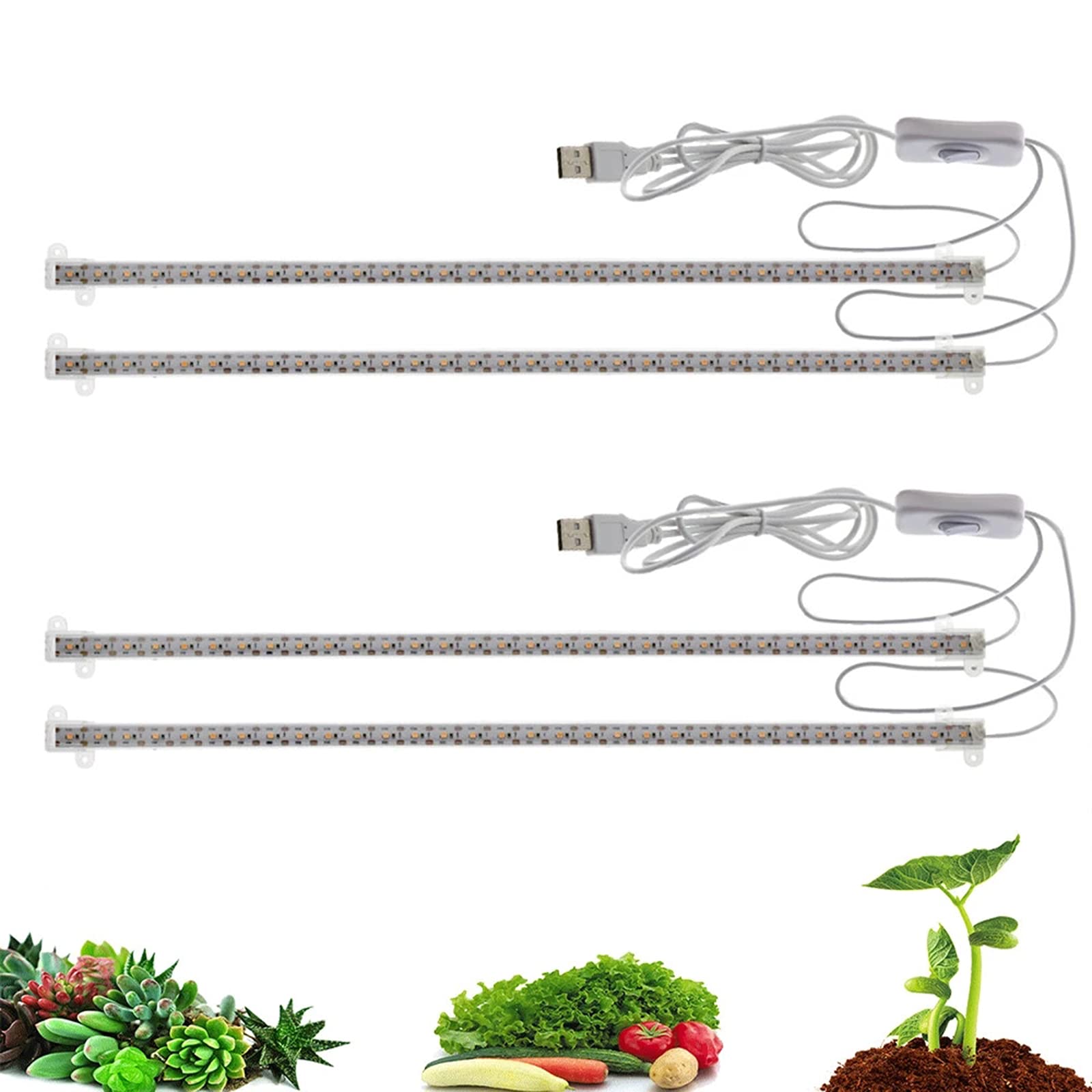 30W Full Spectrum LED Grow Light with Timer & Dimmable - 3 Head Flexible Clip Plant Light for Indoor Seedlings, Hydroponics, Succulents - USB 5V Powered for Home Gardening & Greenhouse Use