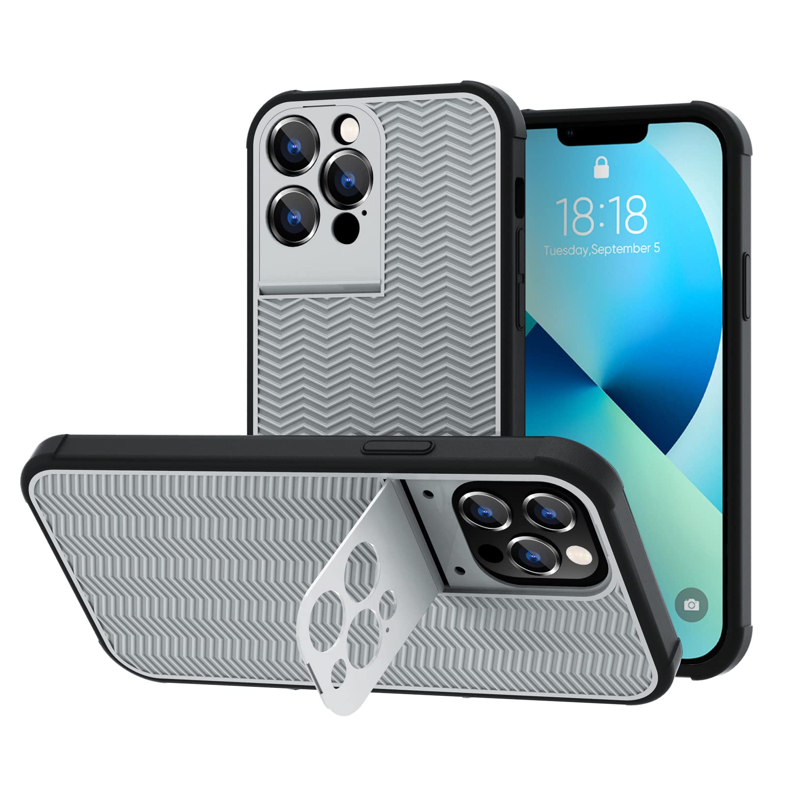 Premium Shockproof iPhone 13 Pro Max Case with Stand - Anti-Slip Hybrid Rubber Bumper & Camera Protection | 6.7