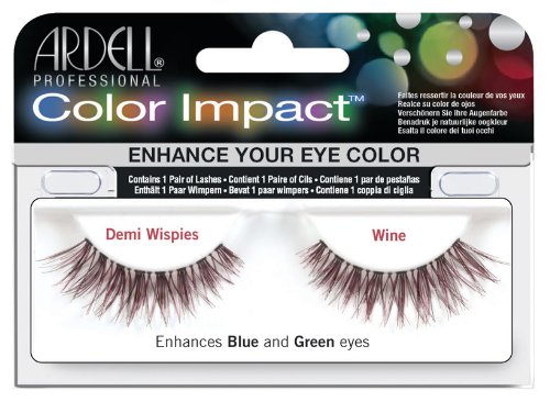 Ardell Color Impact False Eyelashes - Demi Wispies Wine (Pack of 6) | Natural-Looking Dramatic Lashes for Parties, Weddings & Special Occasions