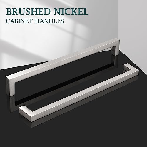 GobeKor 25 Pack Brushed Nickel Cabinet Handles - 7-1/2 Inch (192mm) Hole Center Square Drawer Pulls for Kitchen Cabinets, Dressers & Furniture - Modern Cabinet Hardware for Home Renovation & DIY Projects