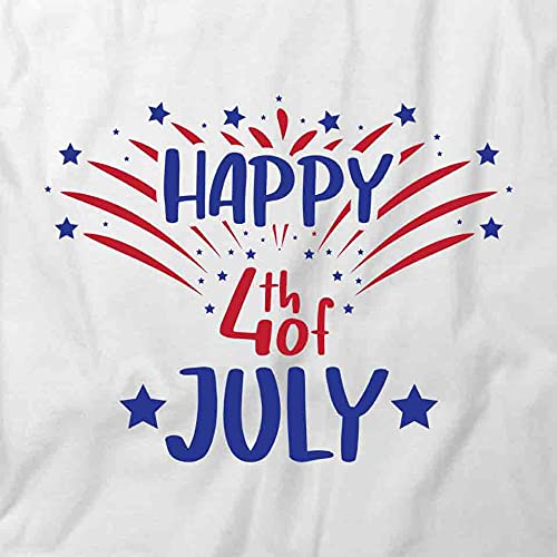 Happy 4th of July T-Shirt - Patriotic American Flag Graphic Tee for Men & Women | Comfortable Cotton White Printed T-Shirts | Perfect for Independence Day Celebrations, BBQ Parties & Summer Outfits