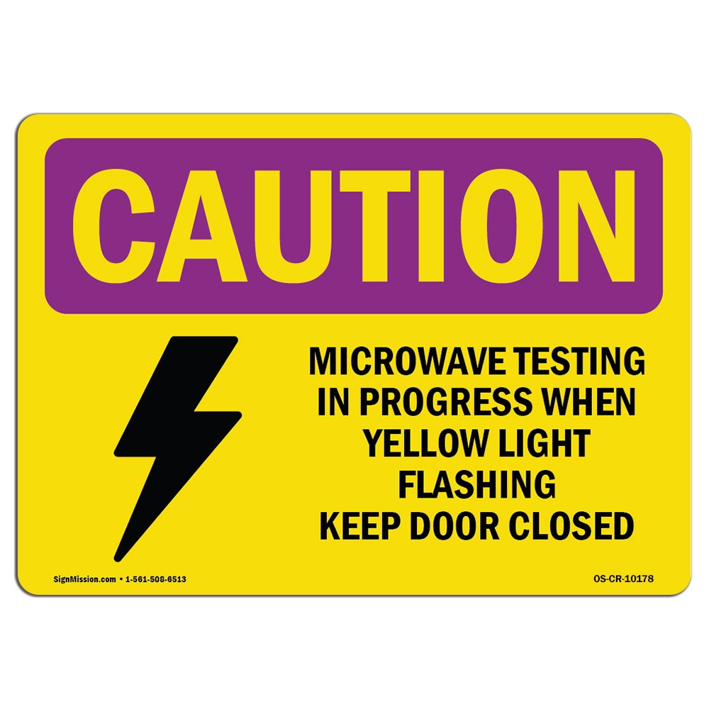 OSHA Caution Radiation Sign - Microwave Testing Yellow Light Decal | Protect Your Business, Workplace & Warehouse | Made in USA | Ideal for Labs, Industrial Areas & Hazard Zones