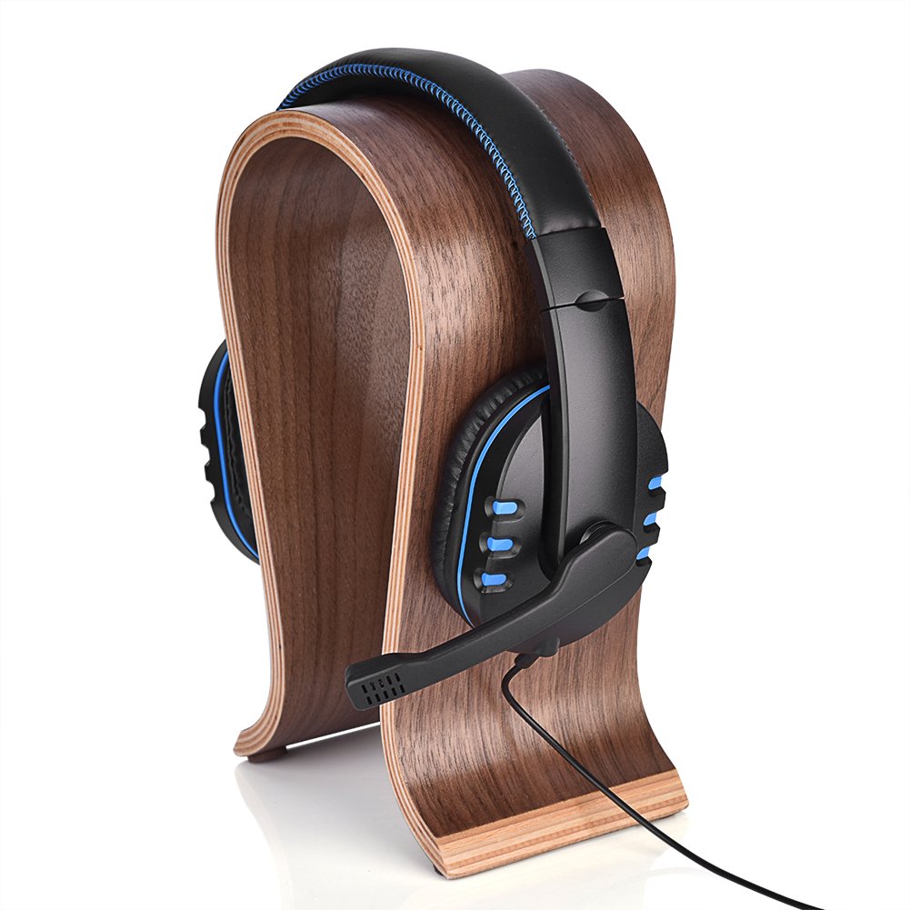 Wooden U-Shaped Headphone Stand Holder - Desk Display Shelf & Hanger for Gaming Headsets, Office, Studio (Perfect for Gamers, Professionals & Music Lovers)