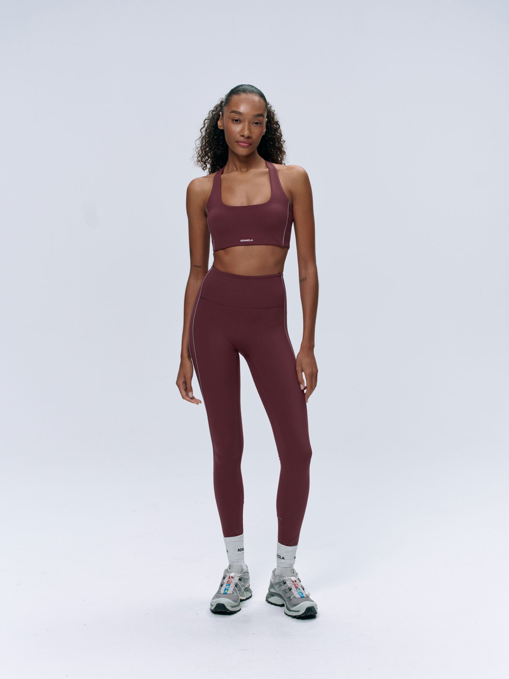 Ultimate Reflective Piping Leggings for Women - High Waist Burgundy Workout Yoga Pants | Night Running, Gym, Fitness & Casual Wear