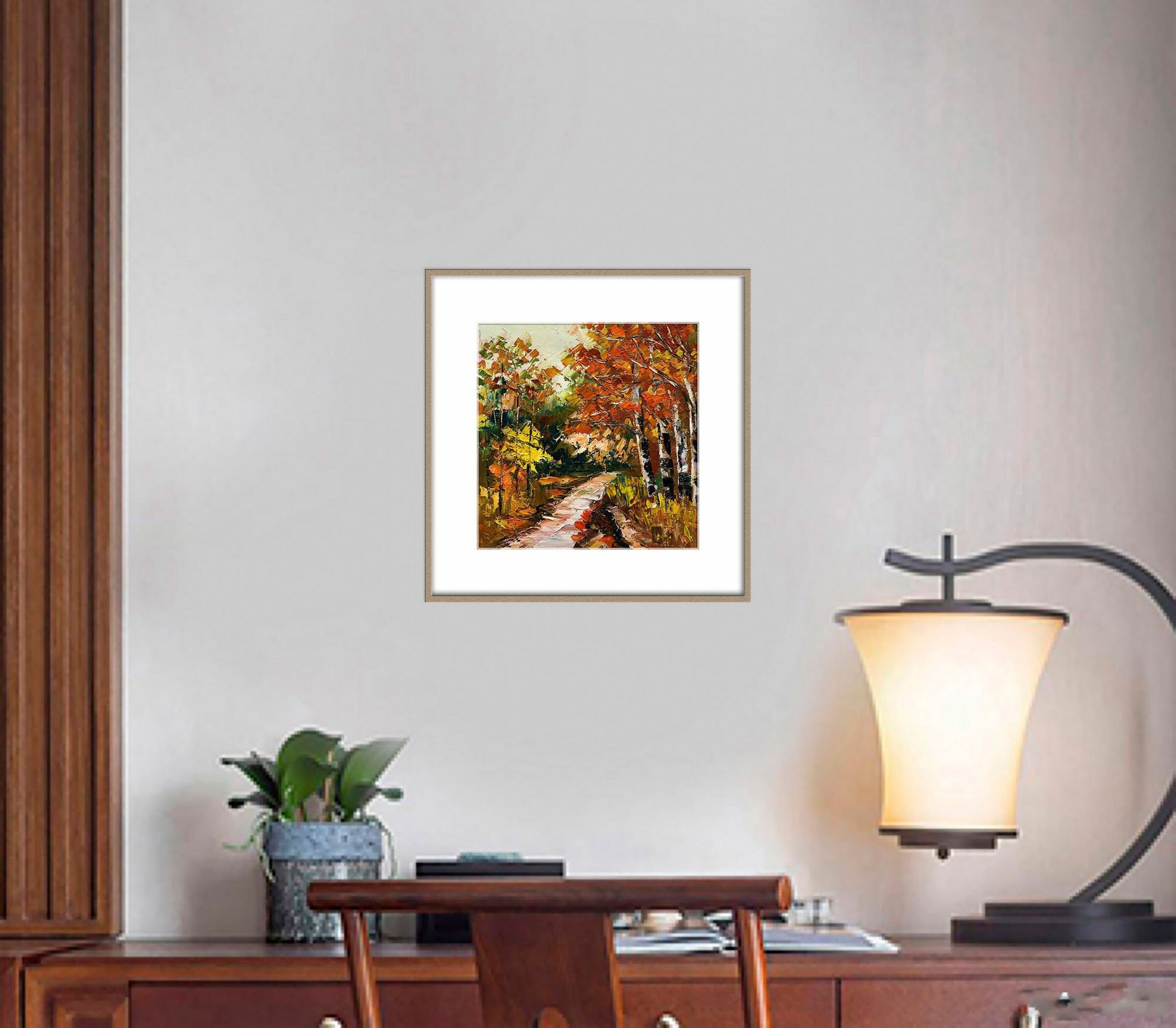 Contemporary Abstract Wall Art - Original Small Canvas Painting for Kitchen Decor, Modern Landscape Oil Painting - Perfect for Home, Office & Dining Room Decor