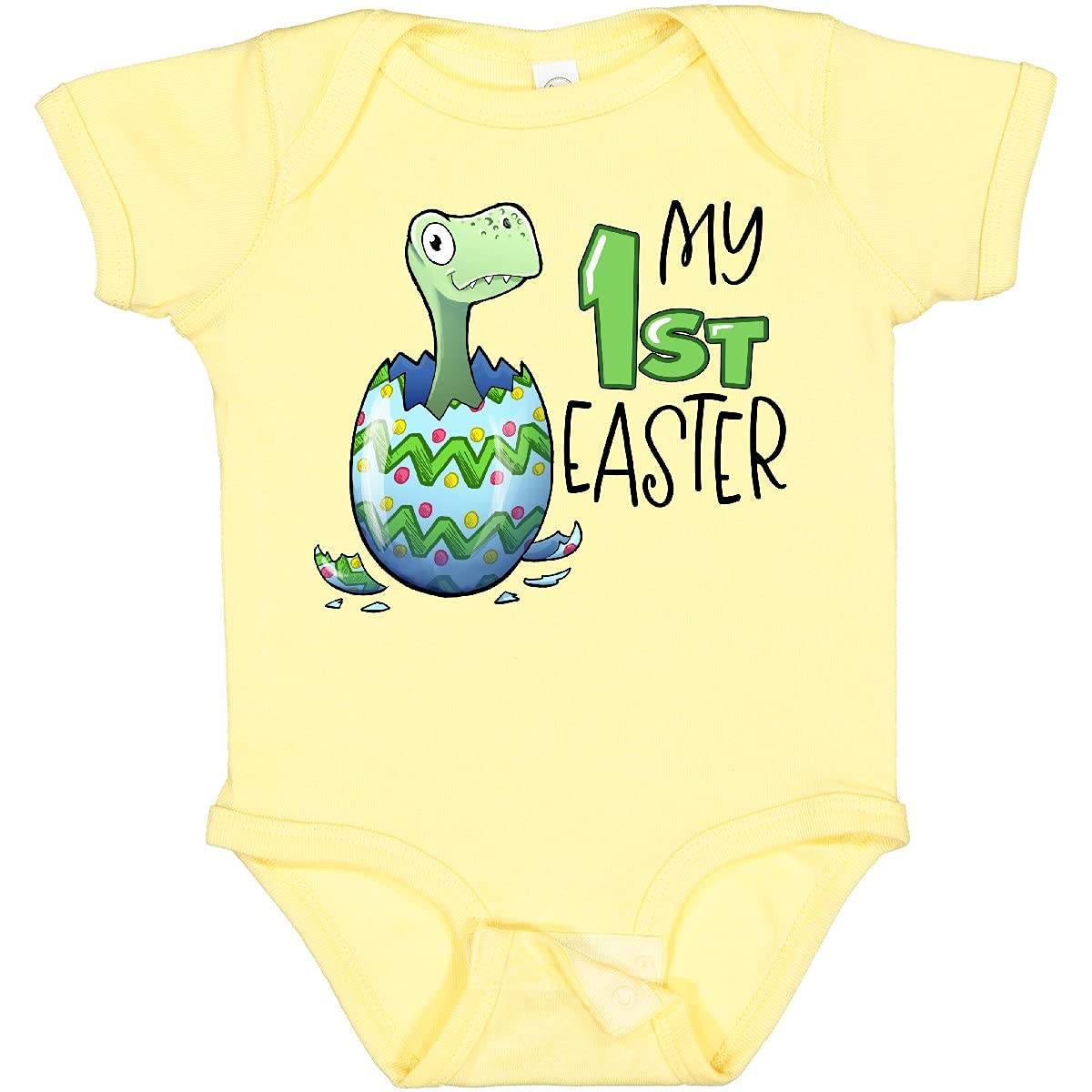 Inktastic My 1st Easter Dinosaur Hatching Easter Egg Baby Bodysuit - Cute Dino Themed Easter Outfit for Infants & Toddlers - Perfect for Easter Egg Hunts, Family Photos & Holiday Celebrations