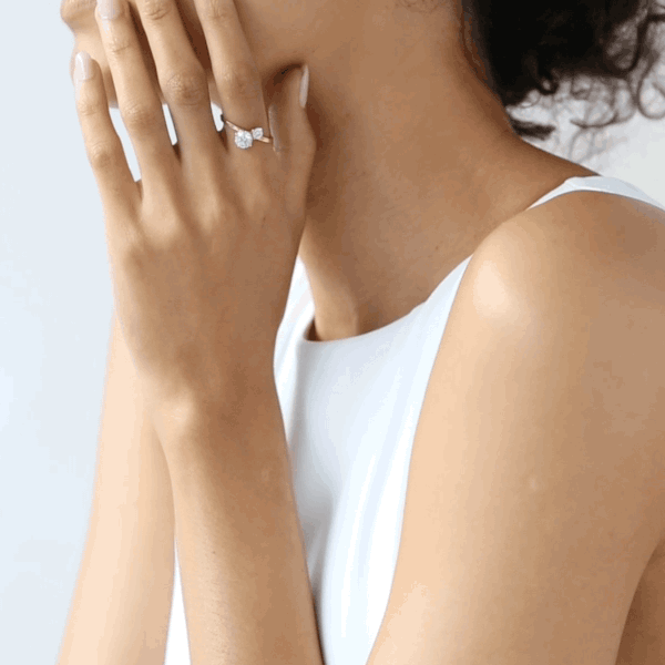 Double Brilliant Slant Ring - Elegant Diamond-Cut Wedding Band for Women | Perfect for Engagement, Anniversary, and Everyday Wear