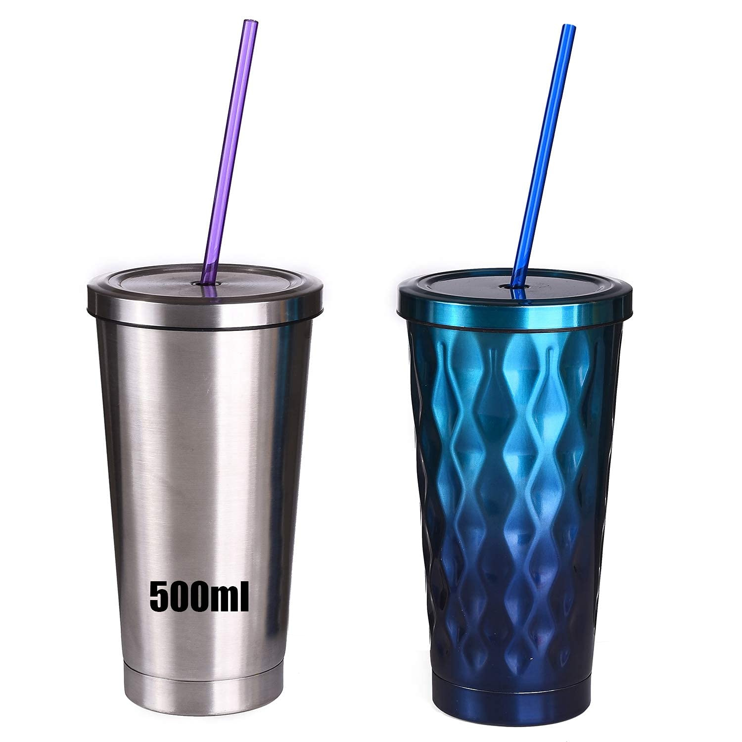 ALINK 10 Pack Reusable Stainless Steel Straws + 12 Pack Bubble Tea Straws - Eco-Friendly Metal Drinking Straws for Smoothies, Iced Coffee & Juice at Home, Office or Travel