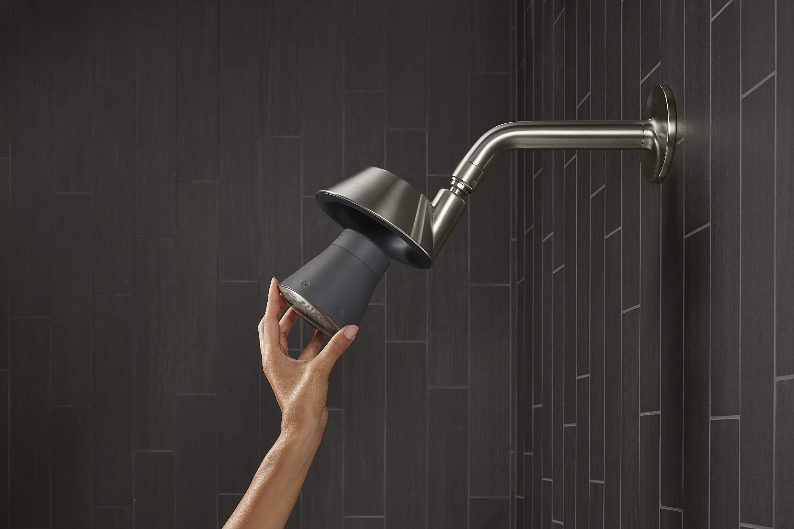 MOXIE® 2.5GPM Bluetooth Shower Head with Speaker - High Pressure Rainfall Showerhead for Bathroom, Water Saving & Hands-Free Music Experience - Perfect for Relaxing Showers, Spa Days & Morning Routines