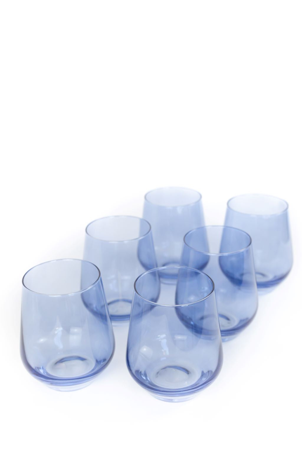 Premium Estelle Colored Stemless Wine Glasses Set of 6 - Cobalt Blue for Parties, Weddings & Home Entertaining