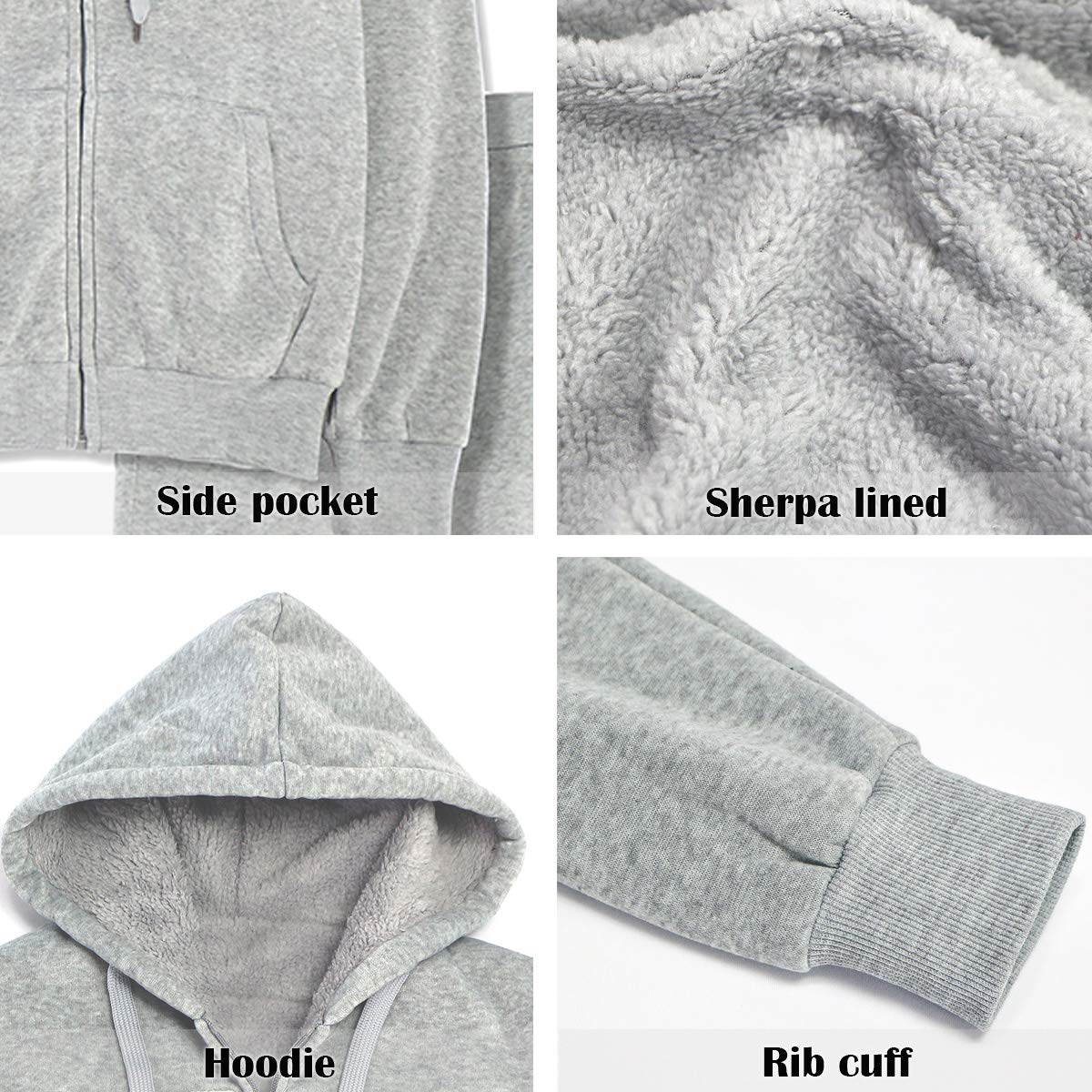 Women's Sherpa Lined Track Suits 2-Piece Set - Cozy Casual Sweatsuit for Lounge, Workout & Winter Outdoor Activities