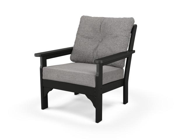 Polywood Black Vineyard Deep Seating Chair - Weather-Resistant Outdoor Patio Furniture for Garden, Poolside & Backyard Relaxation