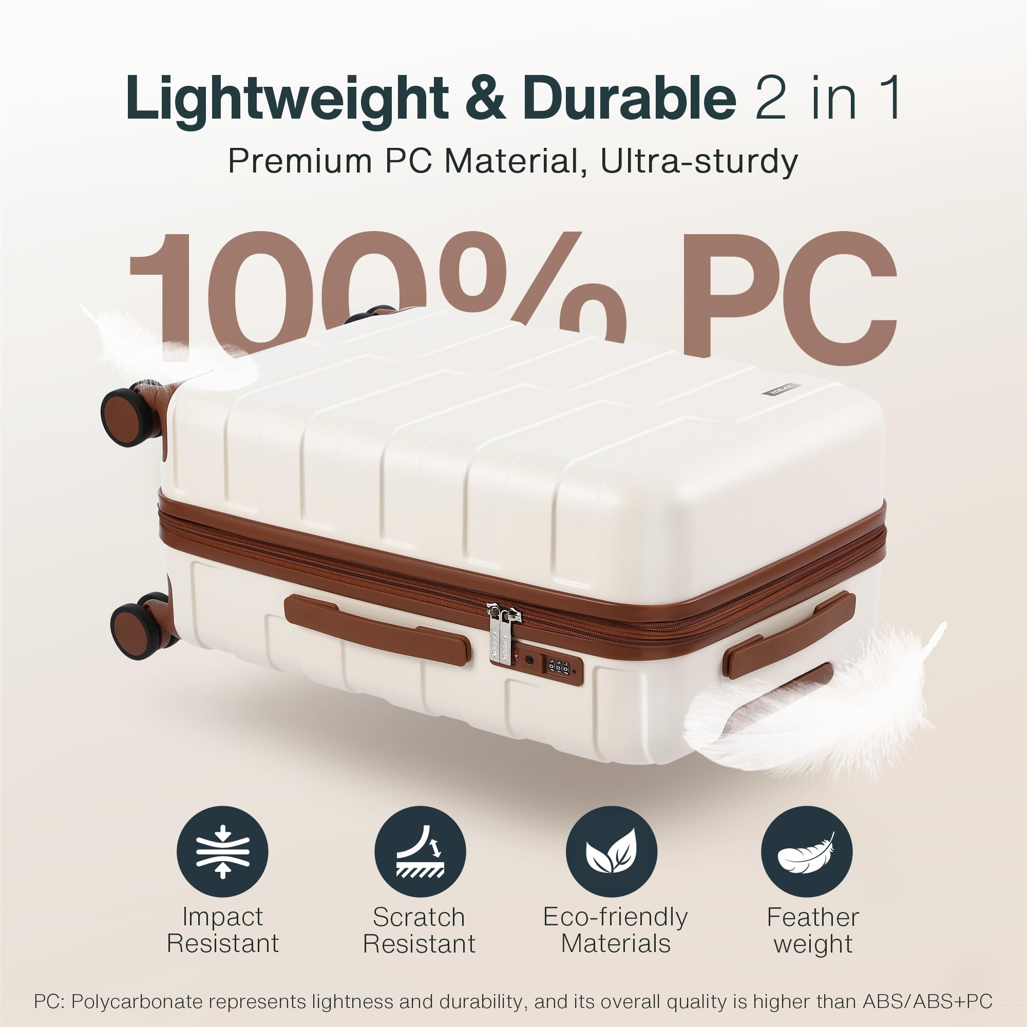 3-Piece Hardside Luggage Set with TSA Lock & Spinner Wheels - Expandable Ultra Durable Polycarbonate Lightweight Carry-On Suitcase for Travel (Elegant White) | Perfect for Business Trips, Family Vacations & International Travel