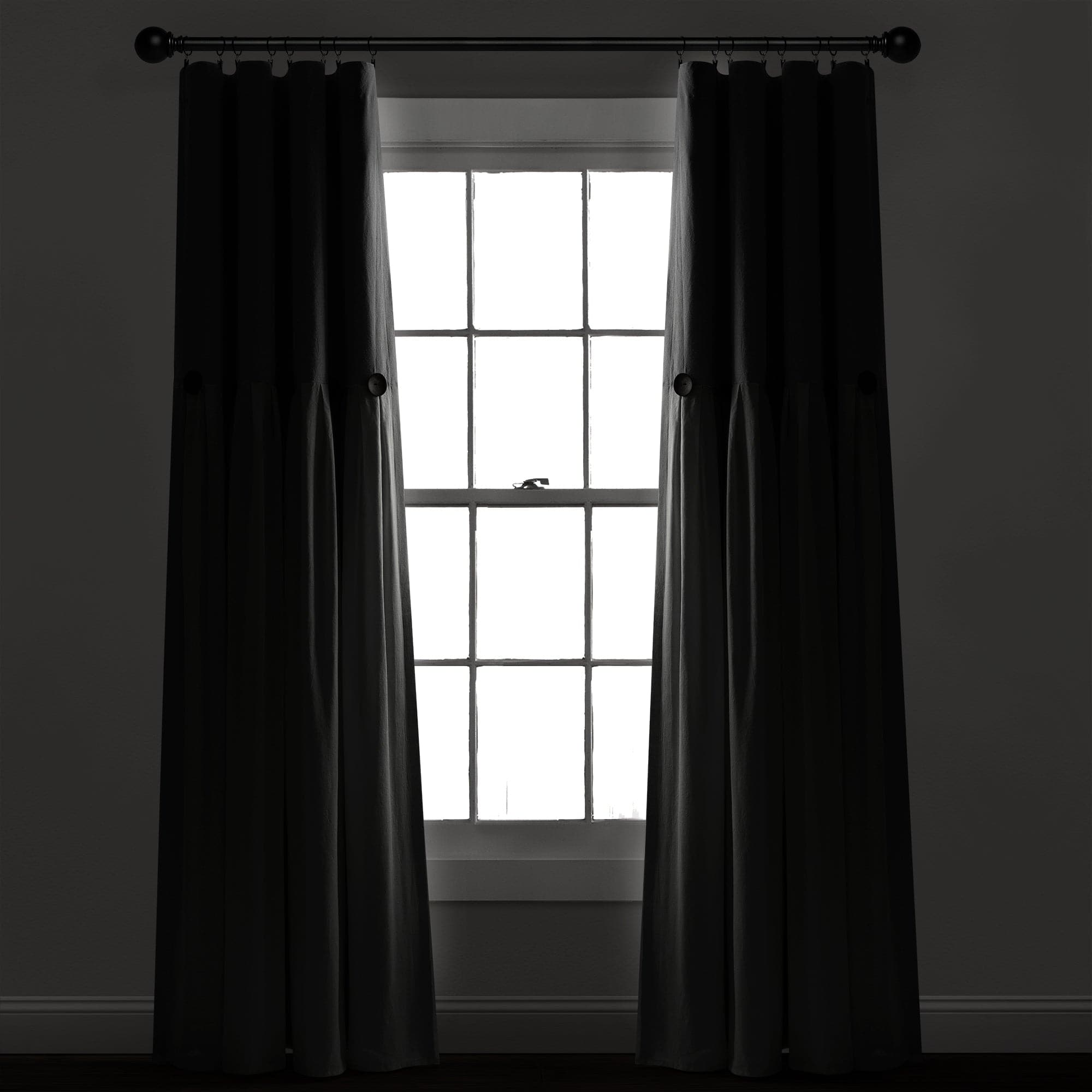 Blackout Linen Curtain Panels with Button Lining - 100% Light Blocking Window Drapes for Bedroom & Living Room Privacy & Sleep