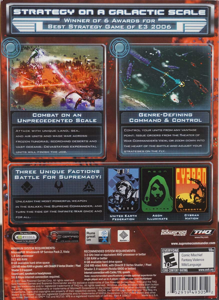 Supreme Commander - PC Game | Real-Time Strategy (RTS) | Epic Sci-Fi Battles | Multiplayer & Single Player Modes | Perfect for Strategy Gamers & Sci-Fi Fans