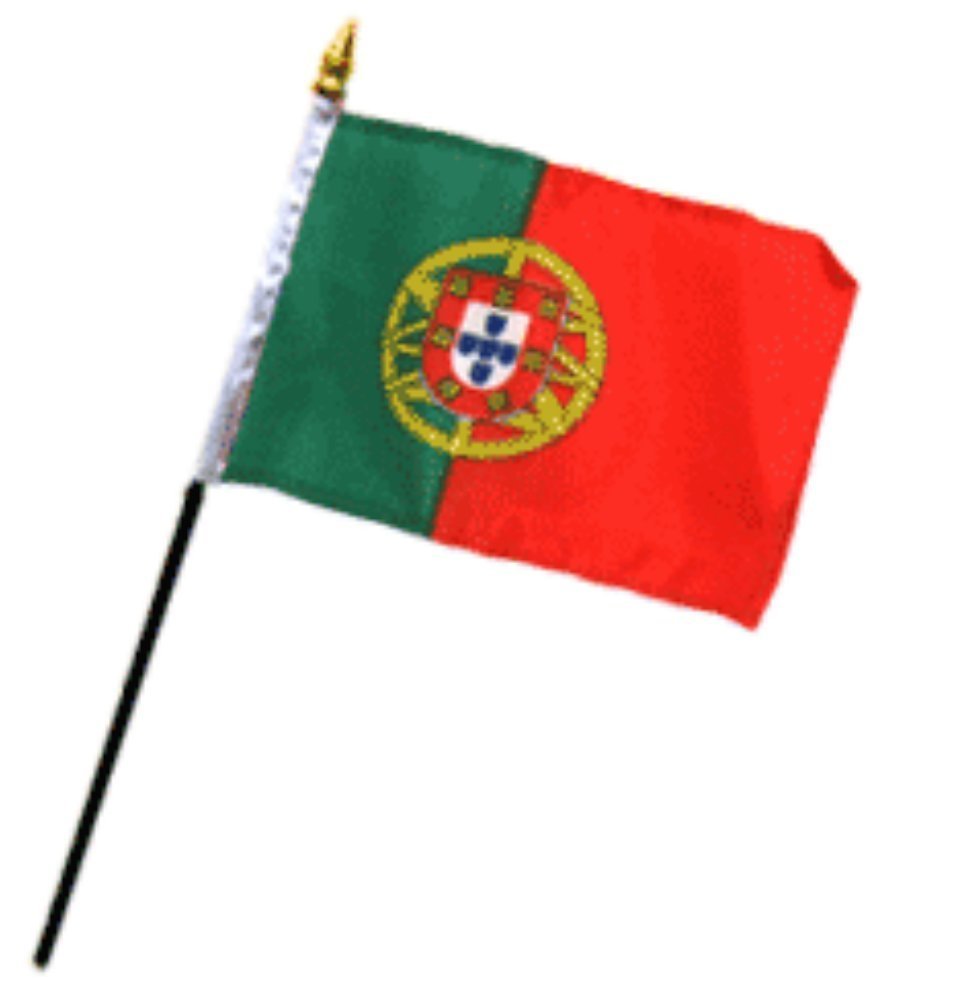 Portugal 4x6 Inch Mini Desk Flag - Small Handheld Stick Flag Without Base - Perfect for Office Decor, Sporting Events & International Celebrations