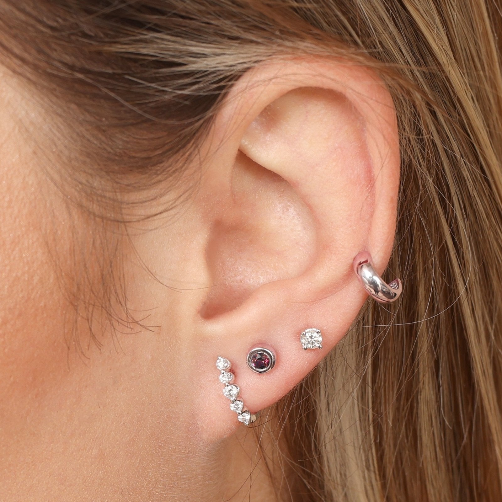 14k Rose Gold Bezel Set Ruby Threaded Earrings | Dainty & Elegant Jewelry for Women | Perfect for Parties, Weddings & Everyday Wear