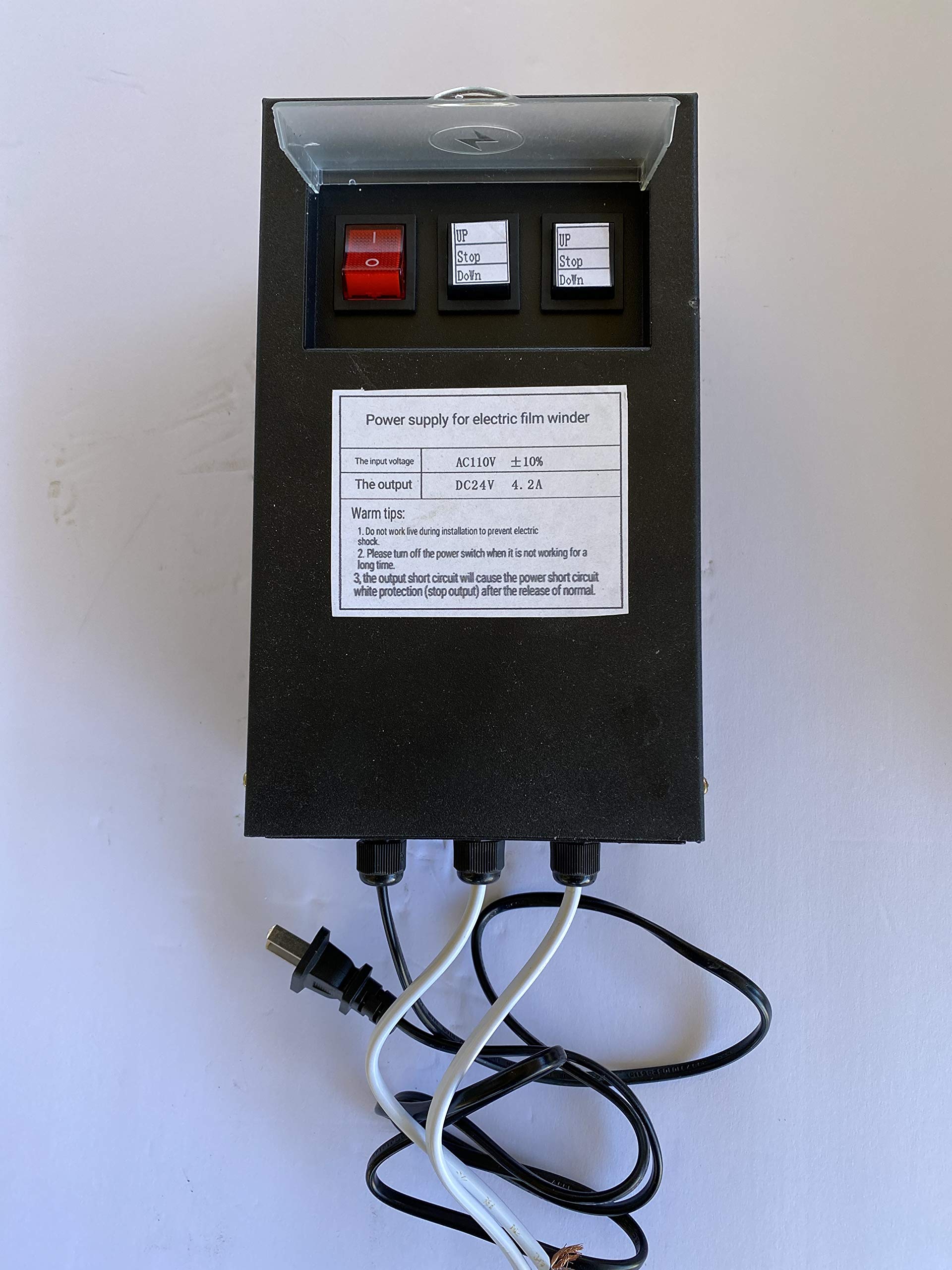 Light Deprivation Greenhouse Film Roll Up System with 2 Motor Power Controller - 110V AC to 24V DC Converter for Greenhouse Ventilation & Forward/Reverse Control - Perfect for Commercial Greenhouses, Hydroponics & Seasonal Crop Protection