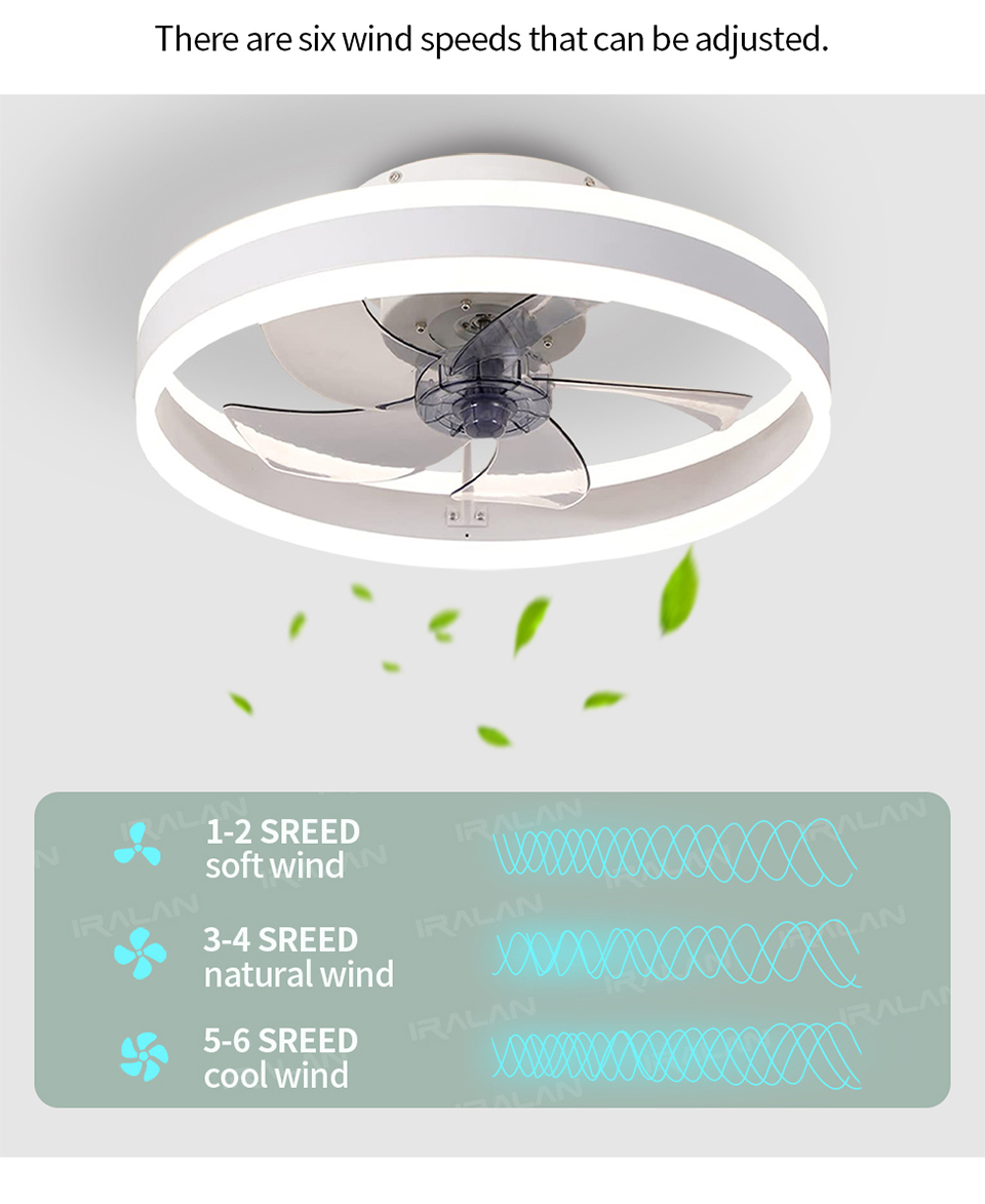 Smart LED Ceiling Fan with Light - 6 Speed Settings, Ultra Quiet, Energy Efficient - Perfect for Bedroom, Living Room, and Office Spaces