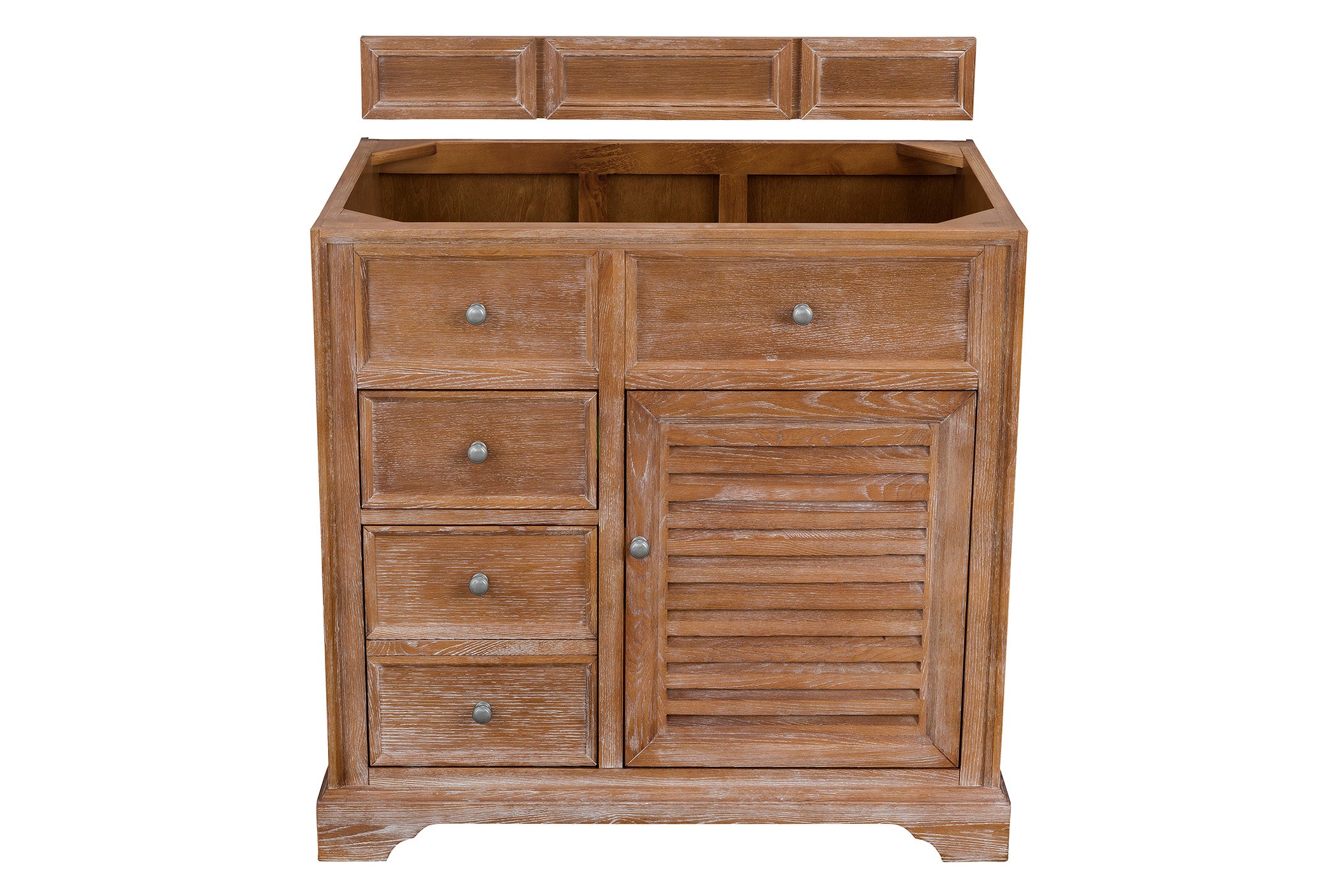 Savannah 36 Inch Single Vanity Cabinet in Driftwood Finish - Modern Bathroom Storage with Soft-Close Doors & Drawers - Perfect for Small Bathrooms, Powder Rooms & Guest Suites