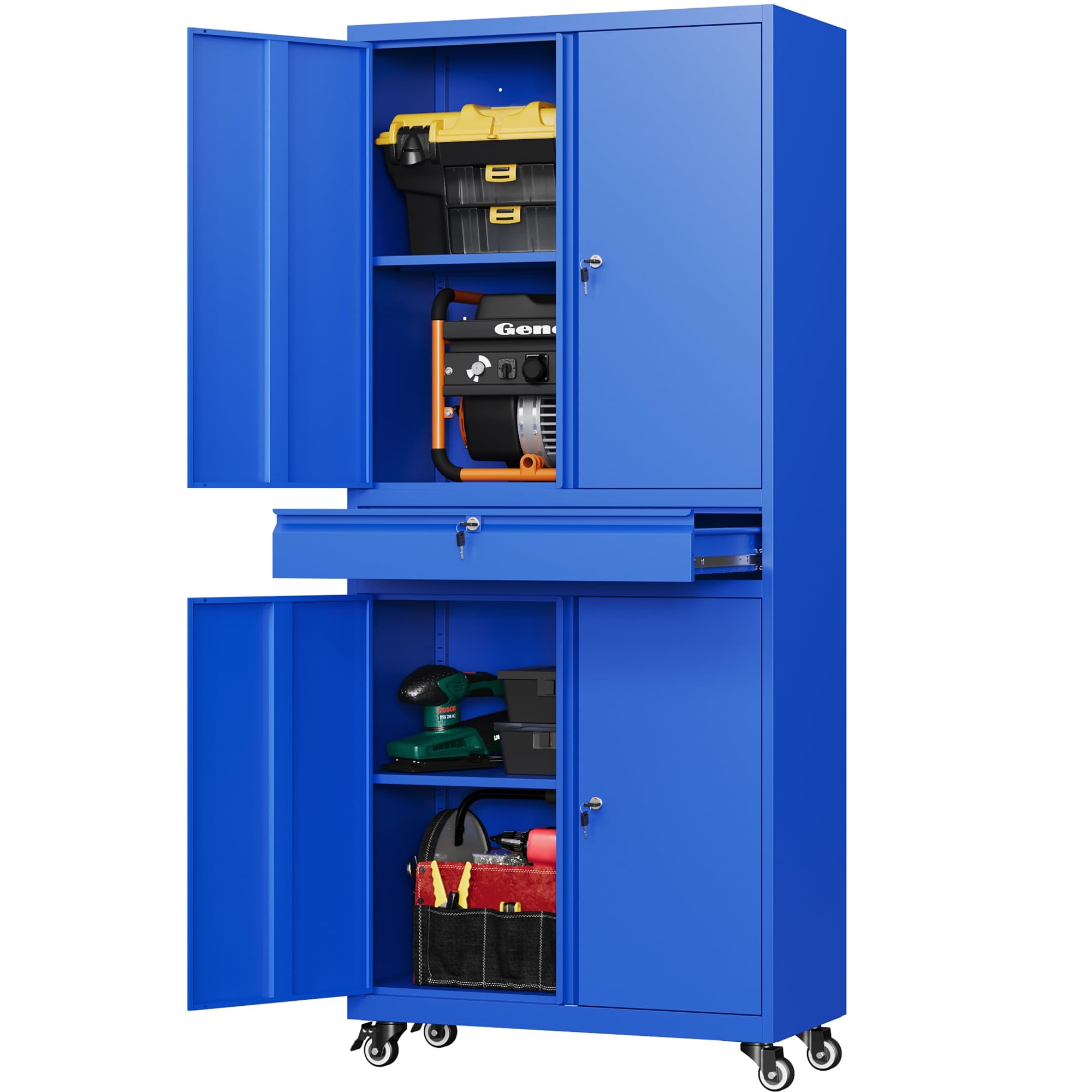 Heavy-Duty Metal Storage Cabinet with Wheels & Lock - 73