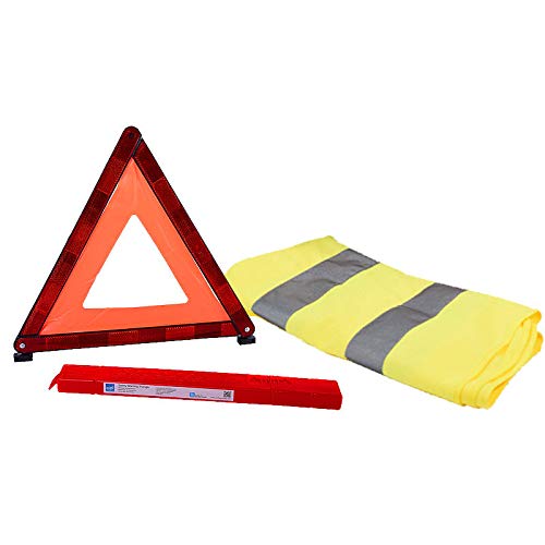 Car Emergency Roadside Kit with Reflective Warning Triangle & Safety Vest - High Visibility Roadside Safety Equipment for Cars & Trucks - Perfect for Nighttime Breakdowns & Highway Emergencies