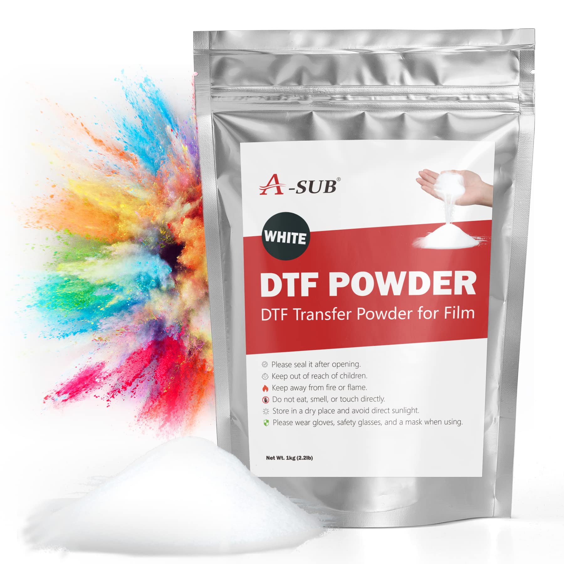 Premium A-SUB DTF Powder - 35.3oz White Hot Melt Adhesive Powder for Sublimation Printing | Compatible with DTF Transfer Film & Printers | Create Vibrant Digital Prints on Any Color Fabric & Material | Ideal for T-Shirts, Hoodies, Bags & Custom Apparel Design
