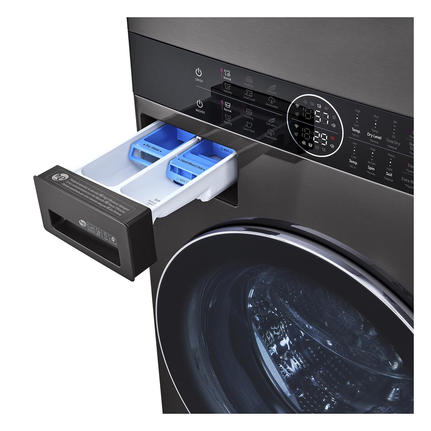 LG WKGX201HBA 5.2 Cu. Ft. Front Load Washer & 7.4 Cu. Ft. Gas Dryer Set in Black Stainless Steel - Perfect for Laundry Room, Apartment & Home Use