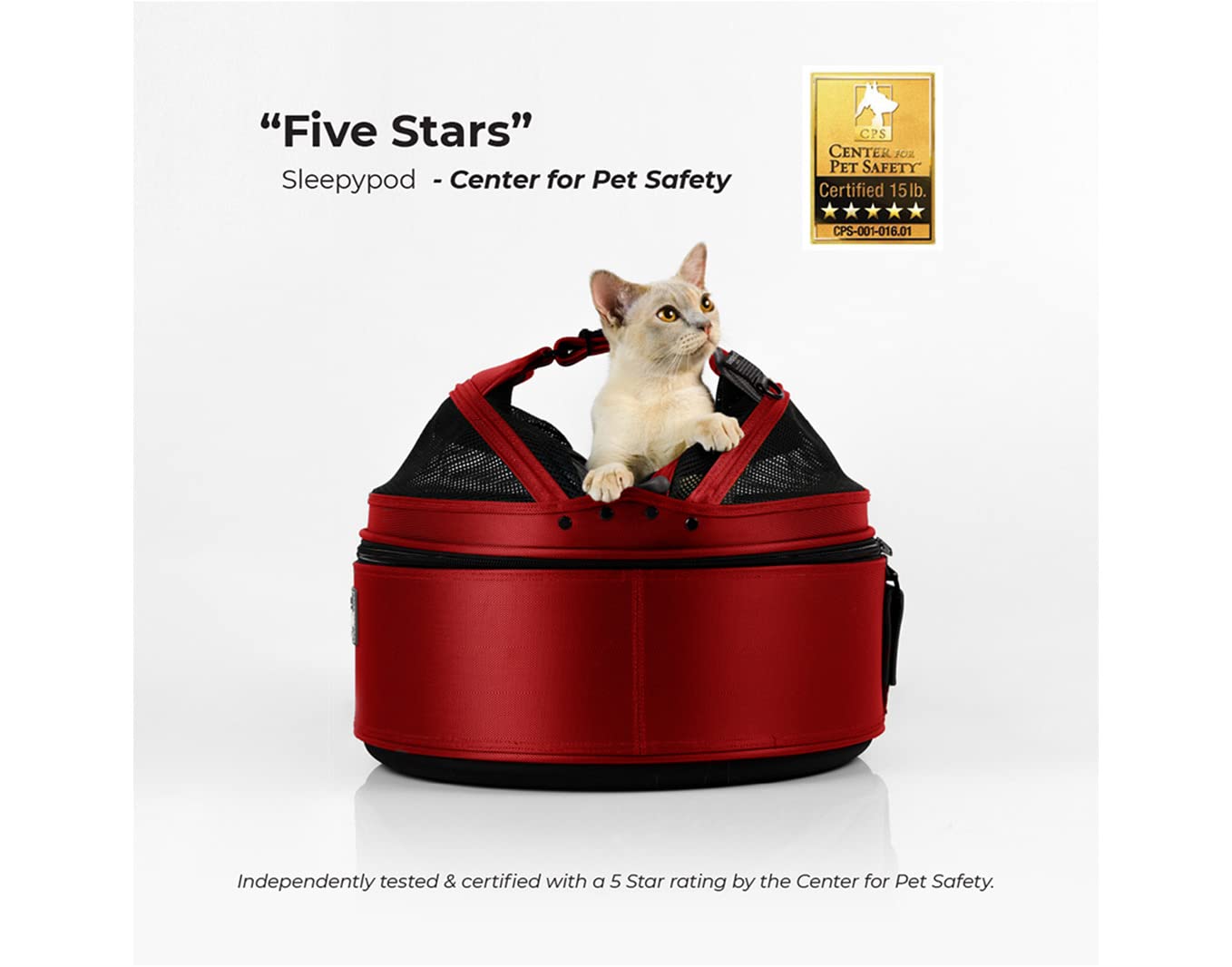 Sleepypod Mobile Pet Bed for Dogs & Cats - Soft & Portable Travel Carrier, Strawberry Red - Perfect for Car Rides, Air Travel & Home Use